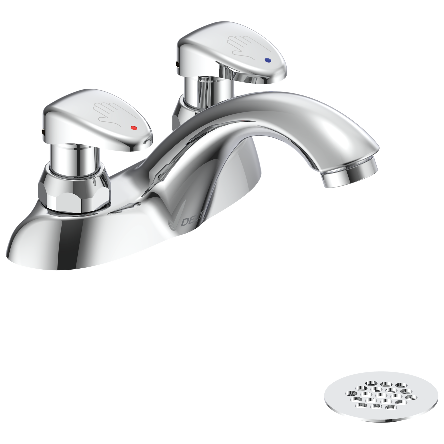 Two Handle Metering Slow-Close Centerset Bathroom Faucet