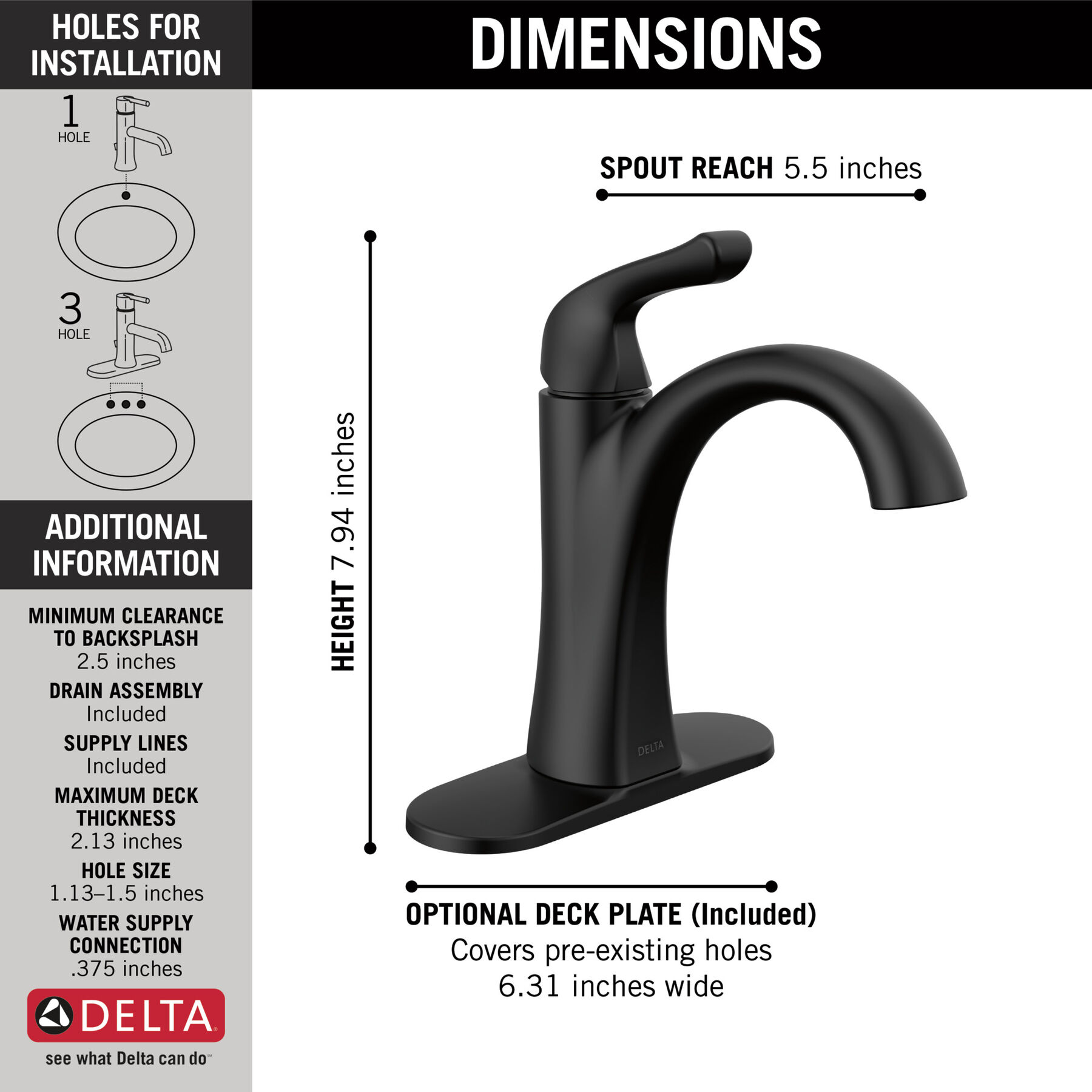 Single-Hole Bathroom Faucet 1L (Recertified), image 1