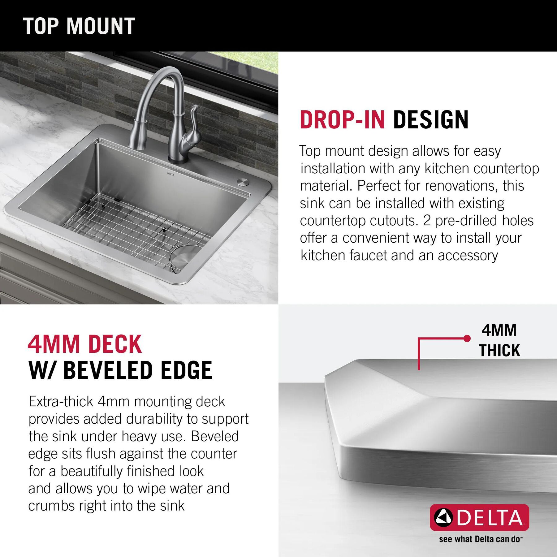 25&rdquo; Workstation Kitchen Sink Drop-In Top Mount Stainless Steel Single Bowl with WorkFlow&trade; Ledge and Accessories