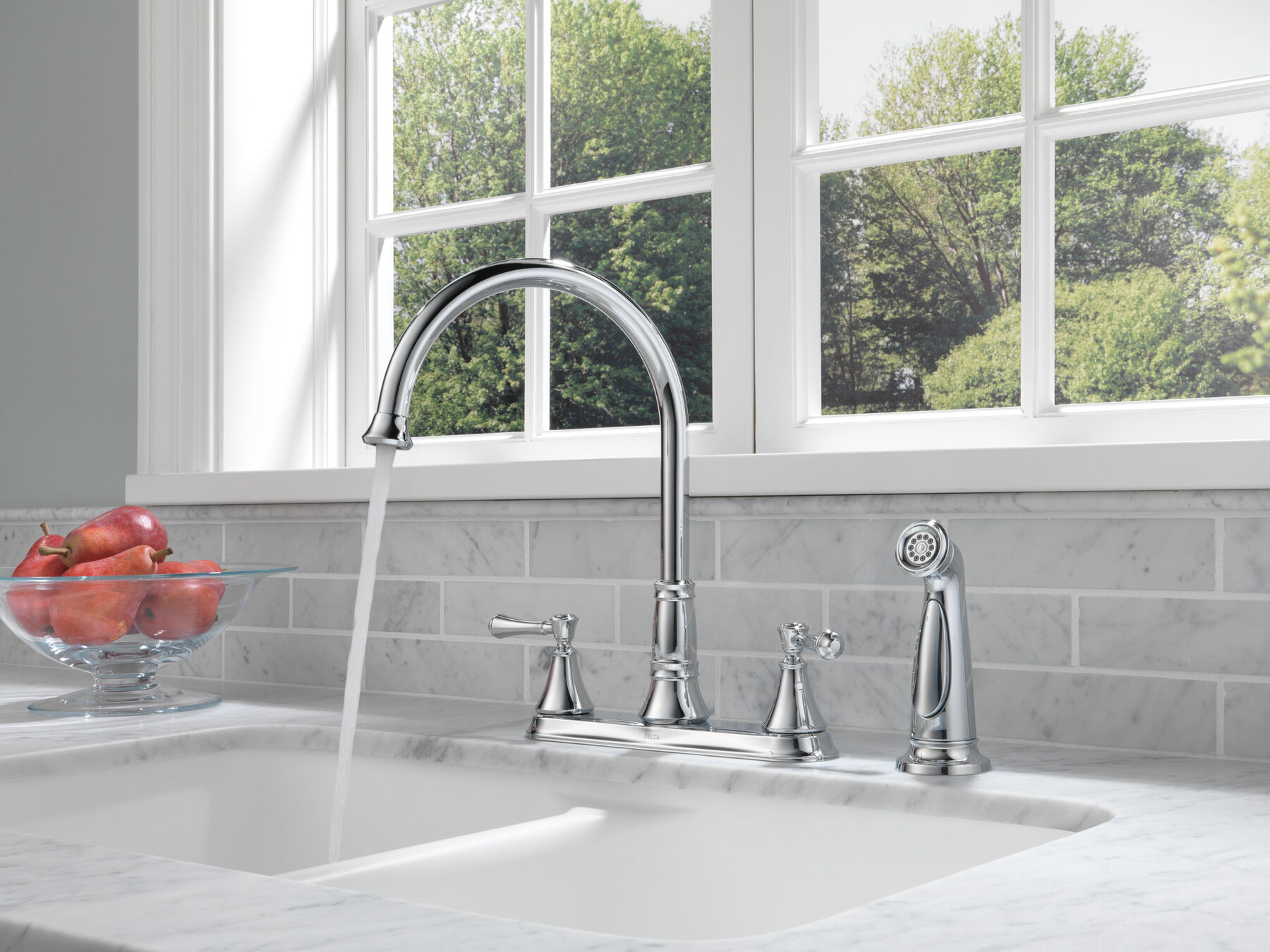 Two Handle Kitchen Faucet with Spray, image 1