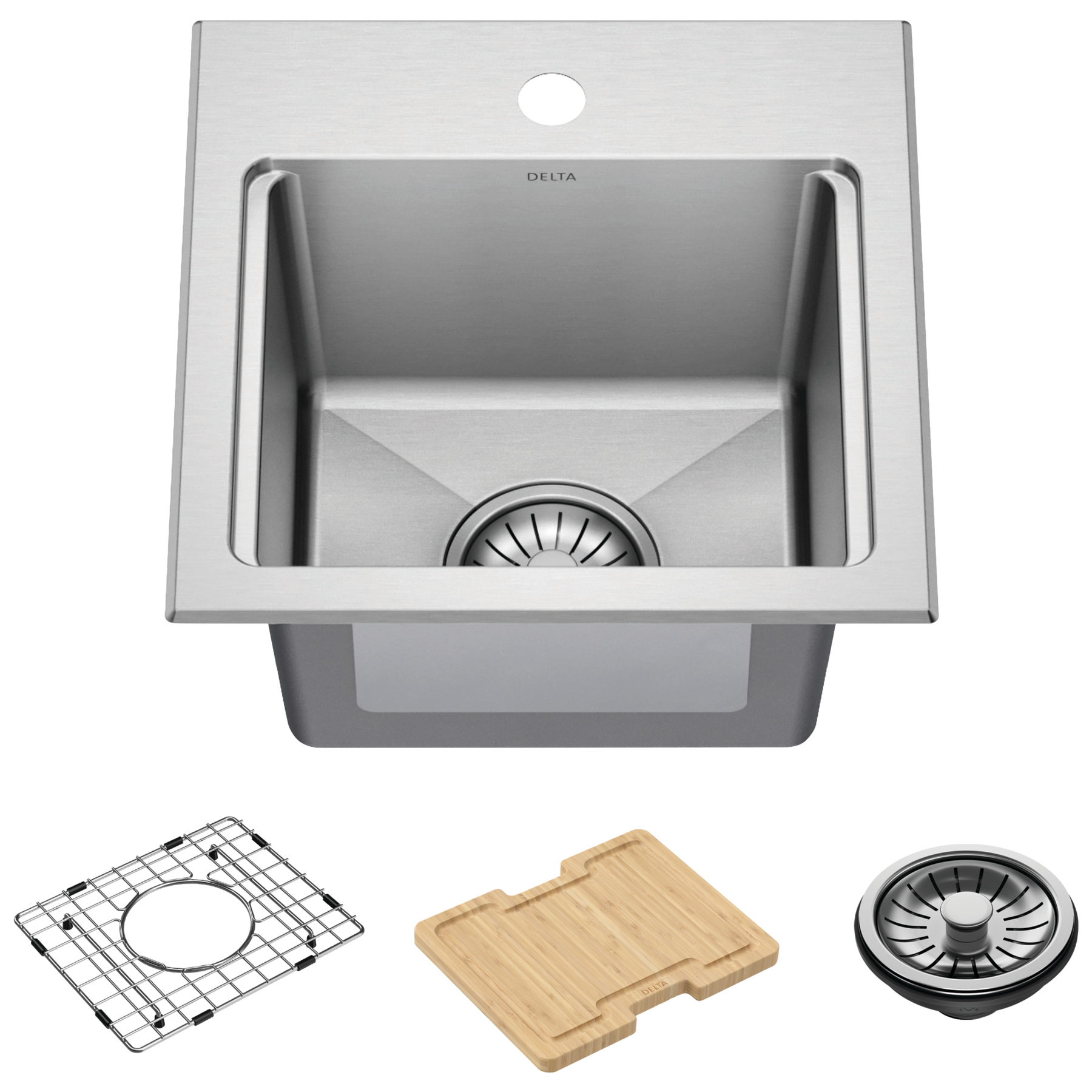 15” Stainless Steel Workstation Kitchen Bar Sink Drop-In Undermount Single Bowl with WorkFlow™ Ledge and Accessories
