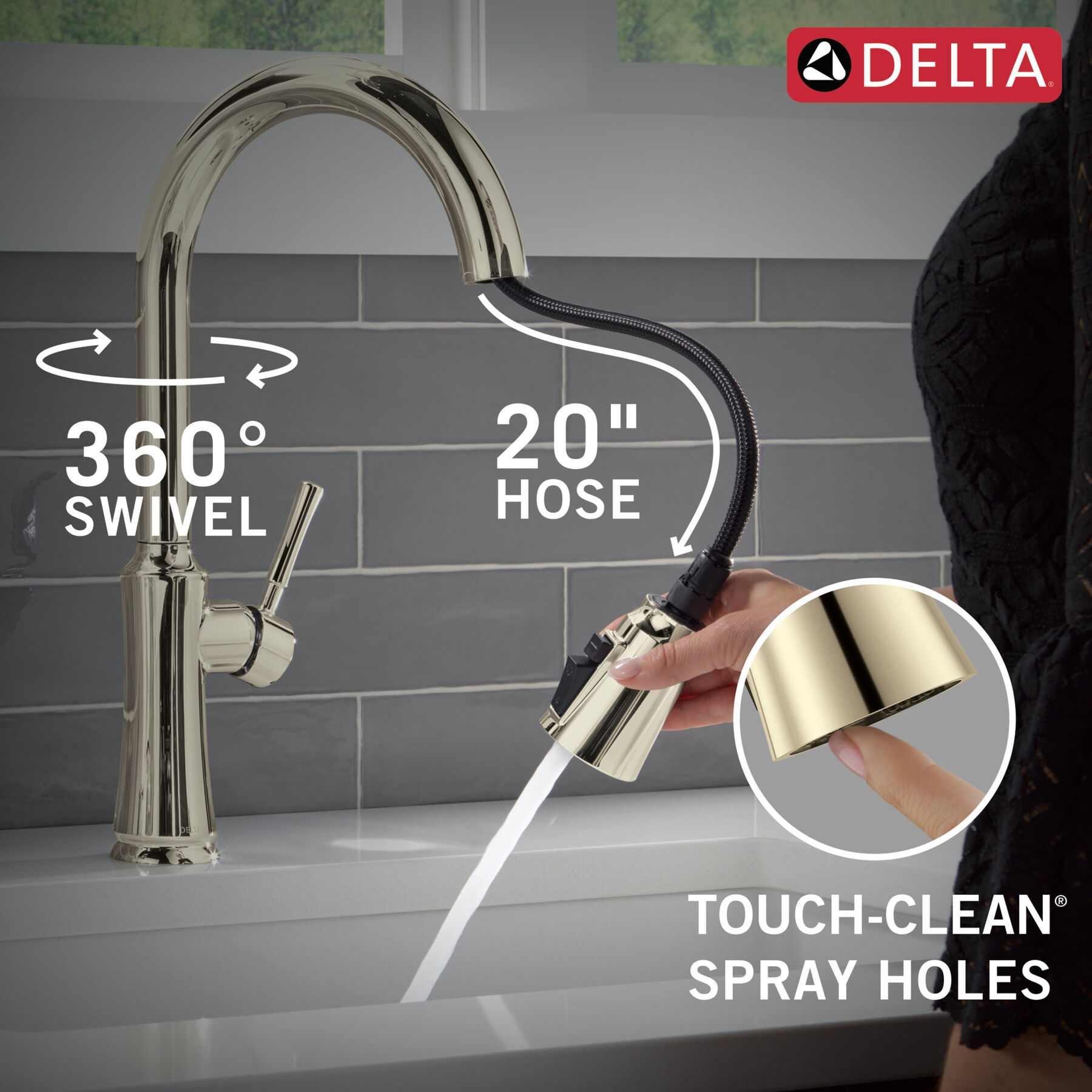 Single Handle Pull-Down Kitchen Faucet with Soap Dispenser and ShieldSpray Technology, image 6