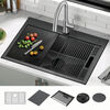 30” Drop-In Top Mount 16 Gauge Workstation Kitchen Sink Single Bowl with WorkFlow™ Ledge and Accessories