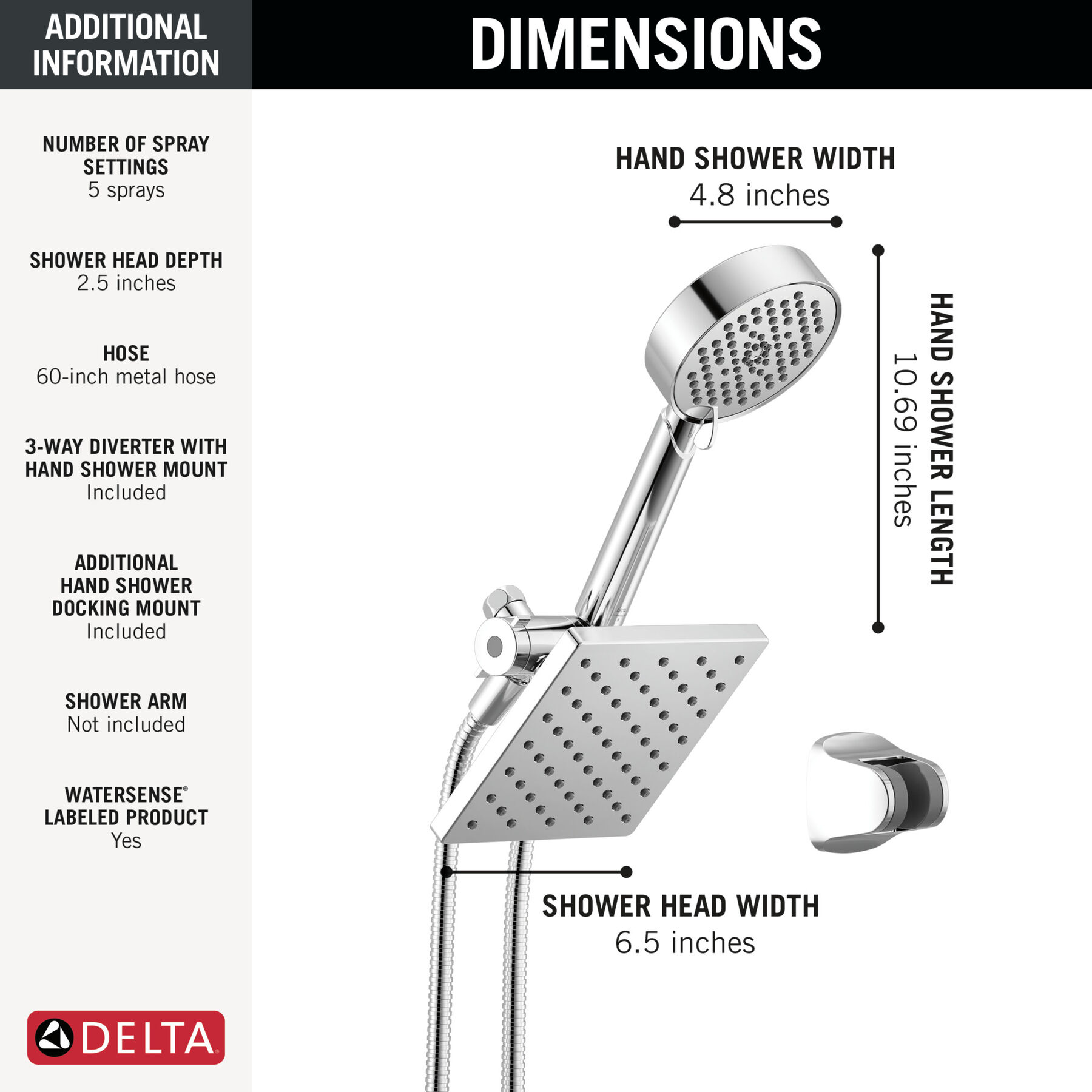 5-Setting Two-in-One Combination Shower, image 7