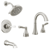 Widespread Lavatory Faucet with 14 Series Tub Shower Trim and Rough Bundle