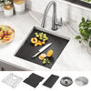 17” Workstation Undermount Single Bowl 16 Gauge Stainless Steel Bar Prep Kitchen Sink with WorkFlow™ Ledge and Accessories