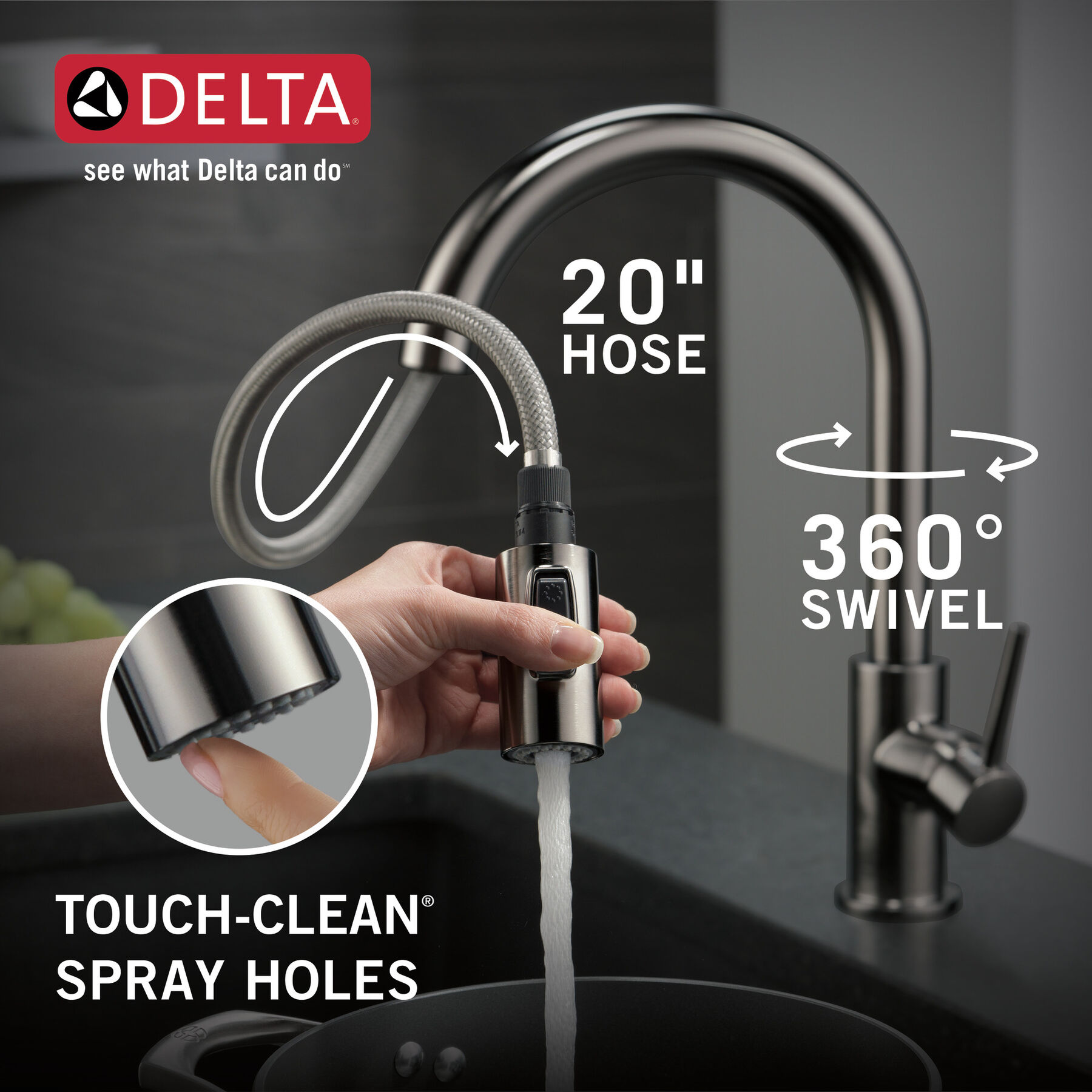 Single Handle Pull-Down Kitchen Faucet, image 8