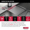 33” Workstation Kitchen Sink Drop-In Top Mount 16 Gauge Stainless Steel Single Bowl with WorkFlow™ Ledge and Accessories
