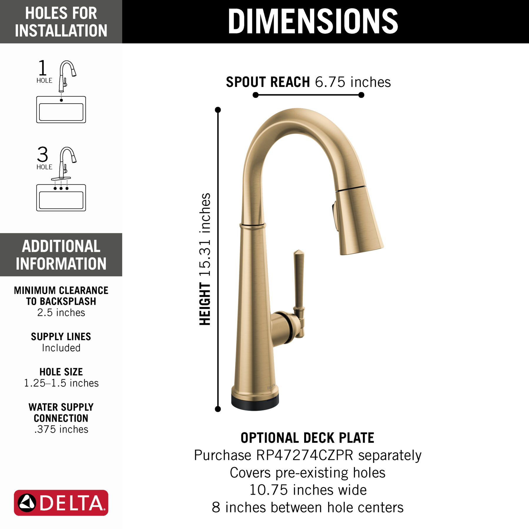 Touch2O Pull-Down Bar/Prep Faucet 1L (Recertified), image 1