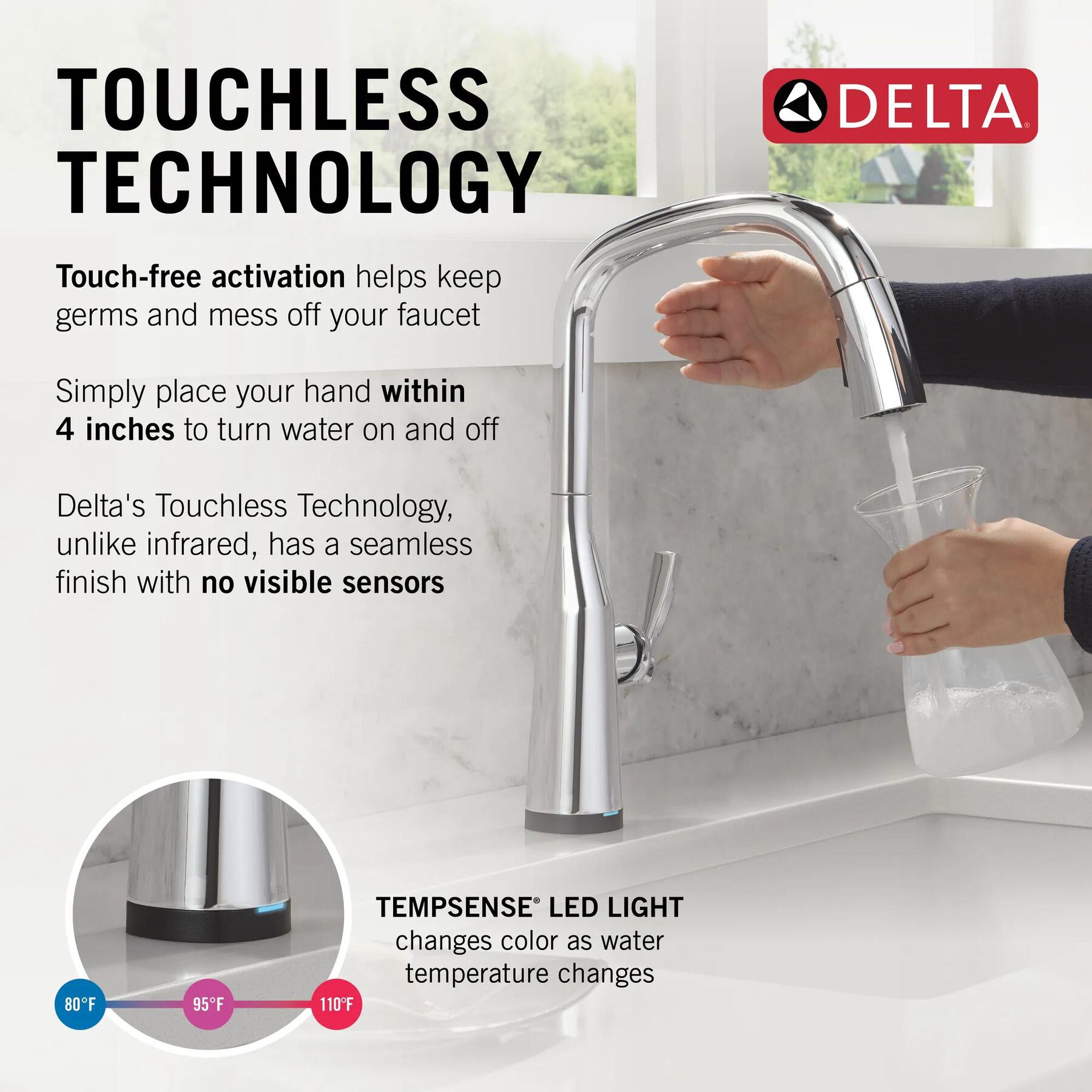 Touch<sub>2</sub>O&reg; Technology Kitchen Faucet with Touchless Technology