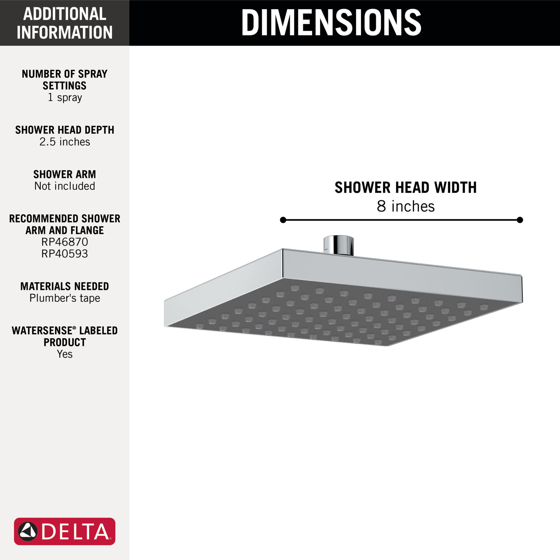 Single-Setting Raincan Shower Head, image 3