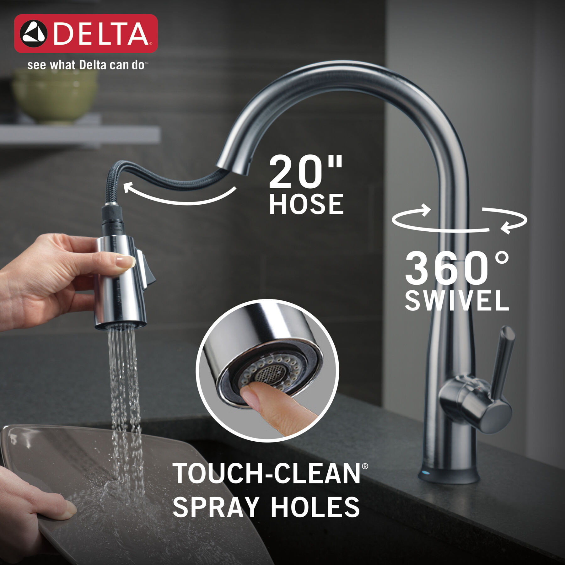 Single Handle Pull-Down Kitchen Faucet with Touch<sub>2</sub>O® Technology Technology (Recertified), image 8