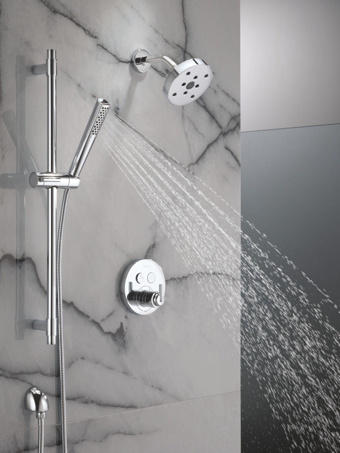 Round Contemporary Push-Button Shower