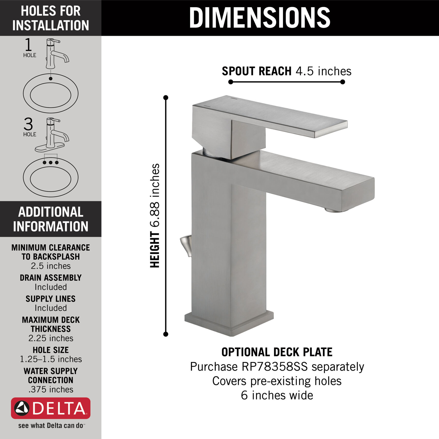 Single Handle Bathroom Faucet (Recertified), image 1