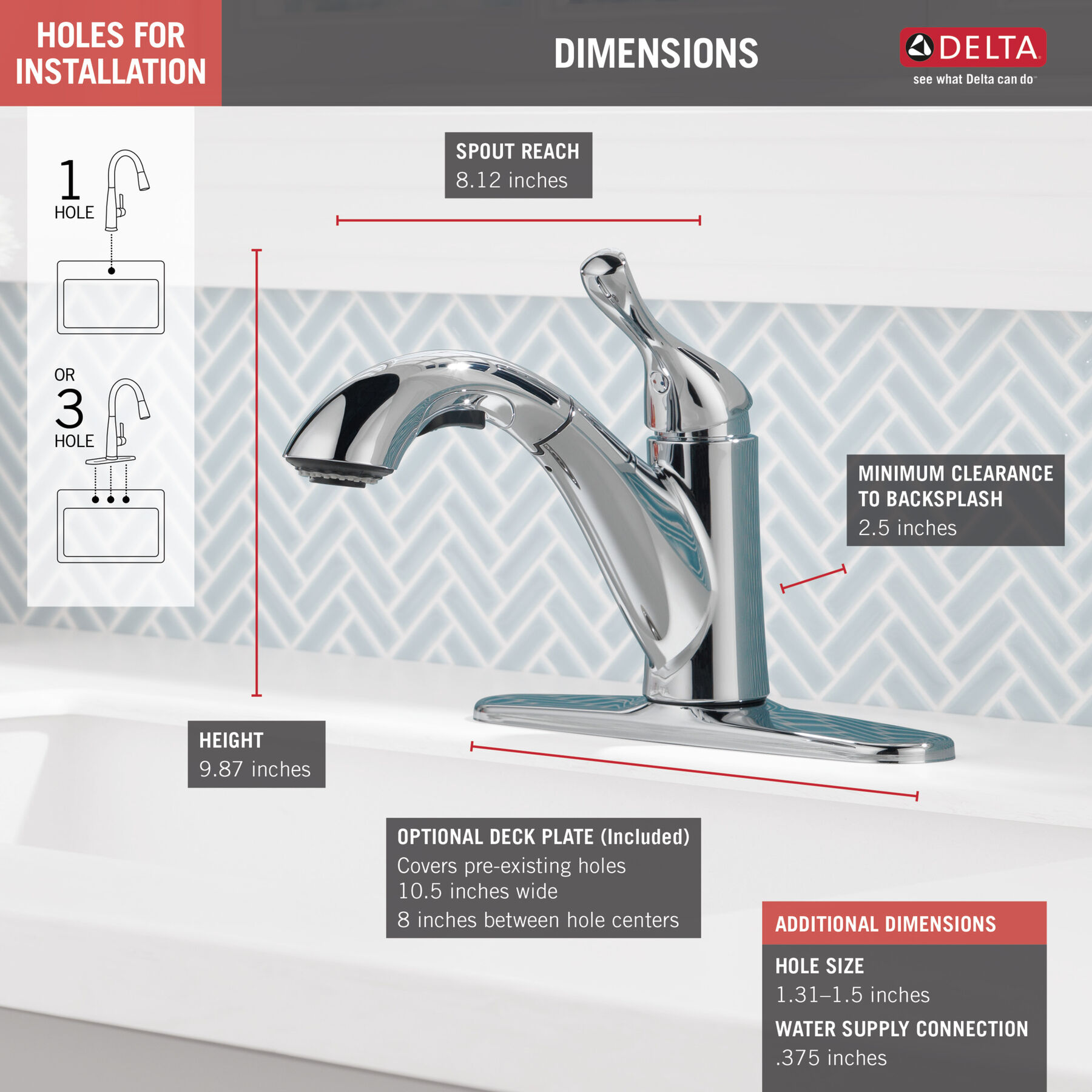 Single Handle Pull-out Kitchen Faucet (Recertified), image 3