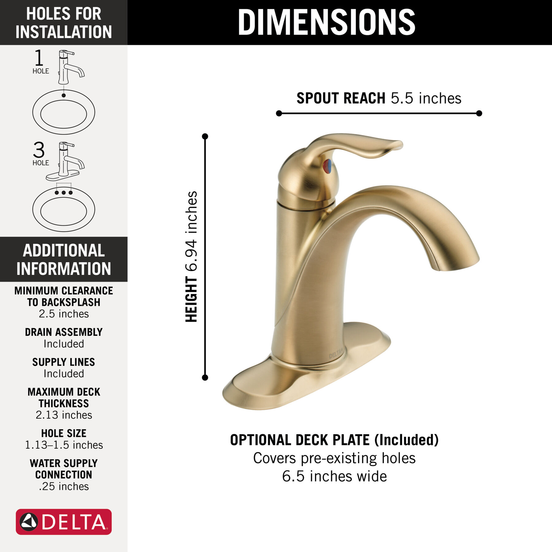Single-Hole Bathroom Faucet 1L (Recertified), image 1