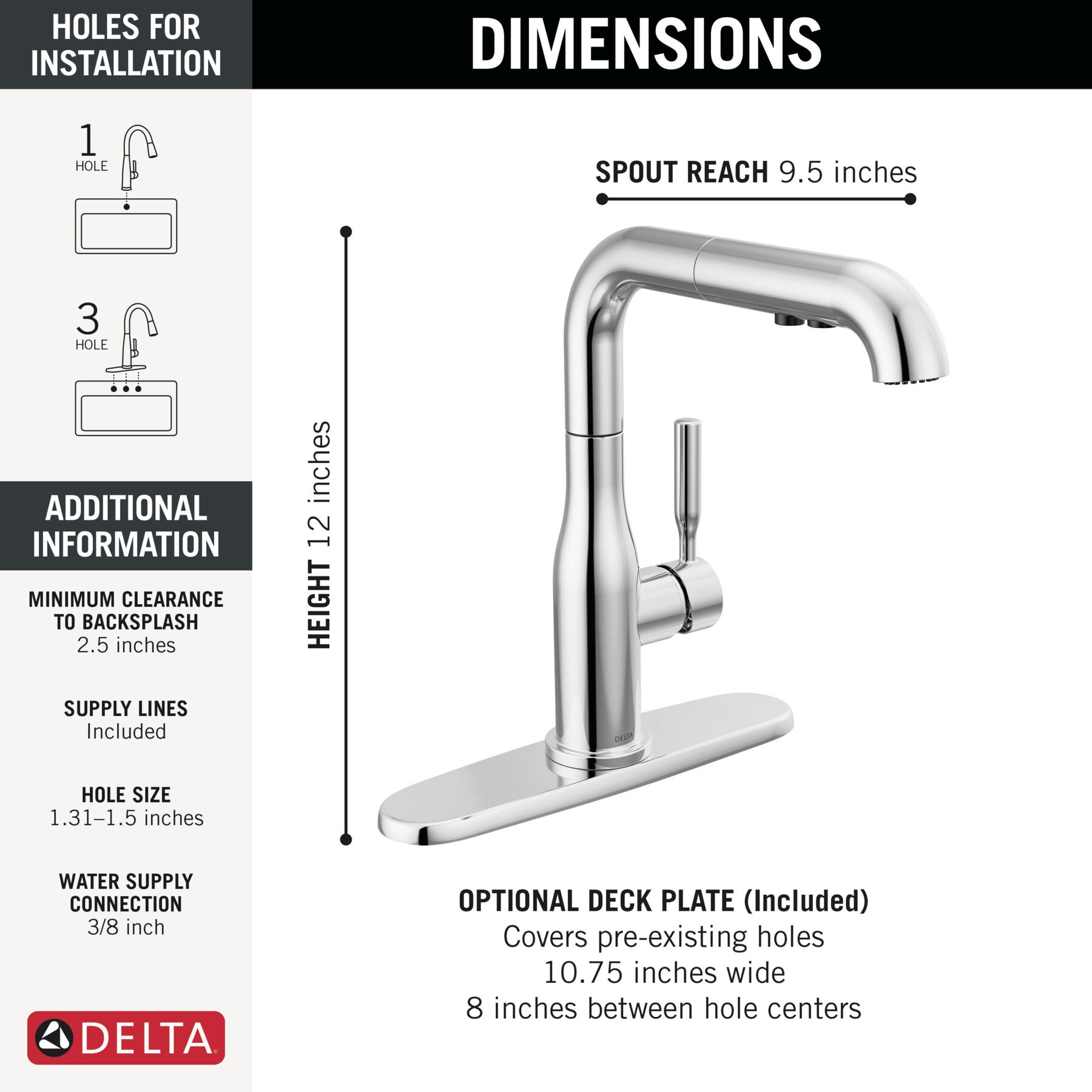 Single Handle Pull-Out Kitchen Faucet, image 4