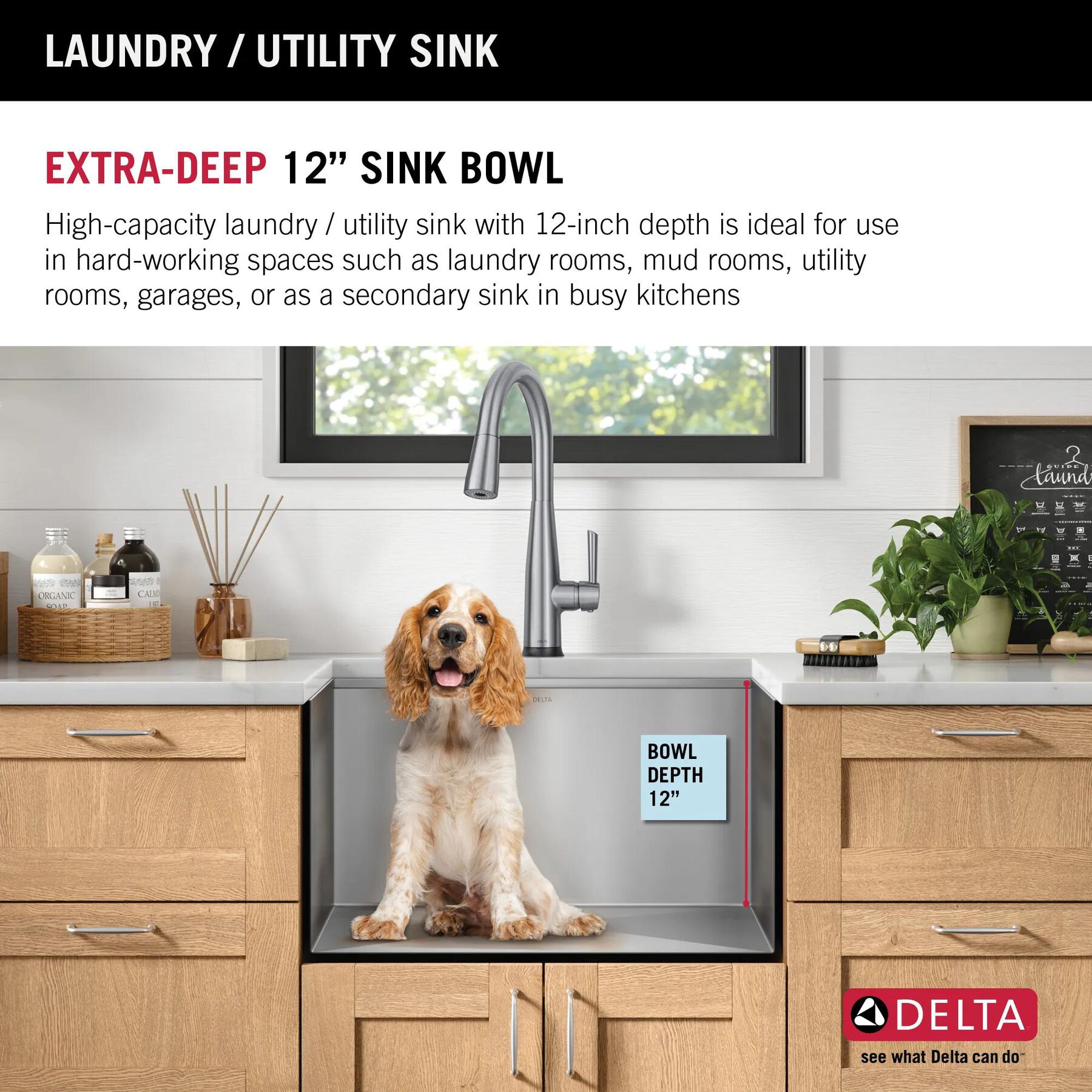 24&rdquo; Workstation Undermount Single Bowl 16 Gauge Stainless Steel Laundry Utility Kitchen Sink with WorkFlow&trade; Ledge and Accessories