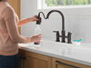 Two Handle Pull-Down Bridge Kitchen Faucet