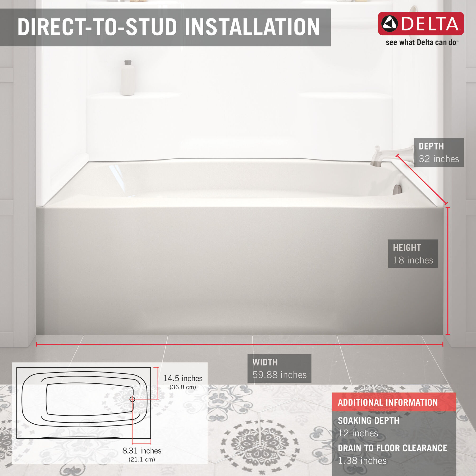 ProCrylic 60 in. x 32 in. Right Hand Tub, image 4