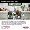 24&rdquo; Workstation Undermount Single Bowl 16 Gauge Stainless Steel&nbsp;Laundry&nbsp;Utility&nbsp;Kitchen Sink with&nbsp;WorkFlow&trade; Ledge and Accessories