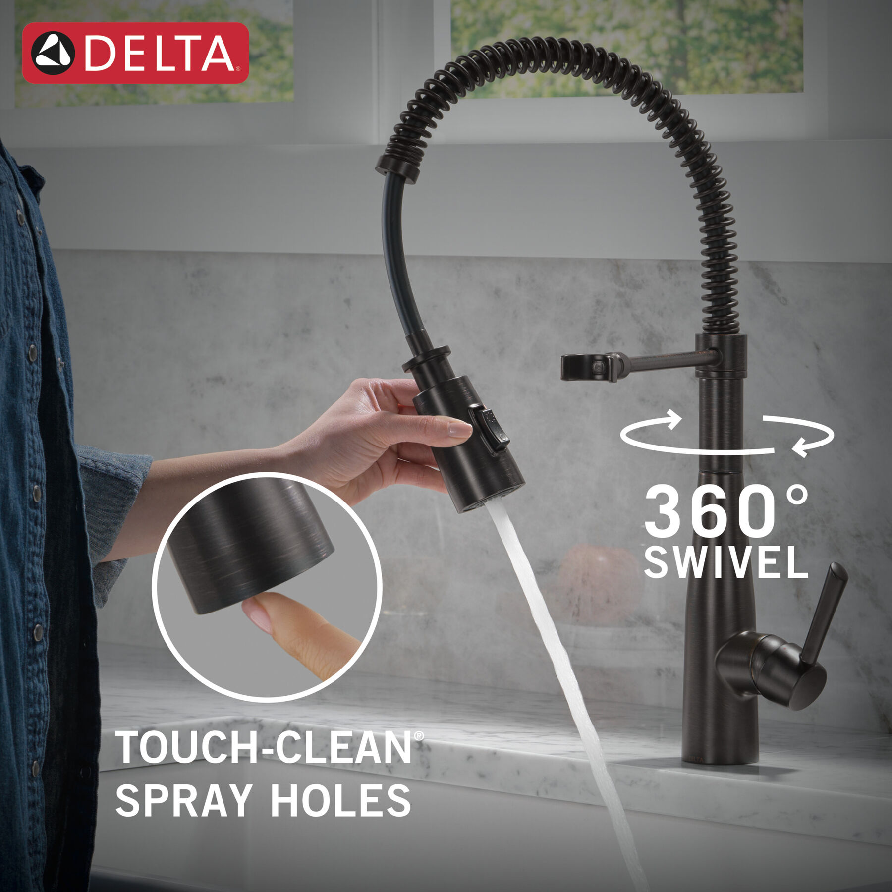 Single-Handle Pull-Down Spring Kitchen Faucet, image 6