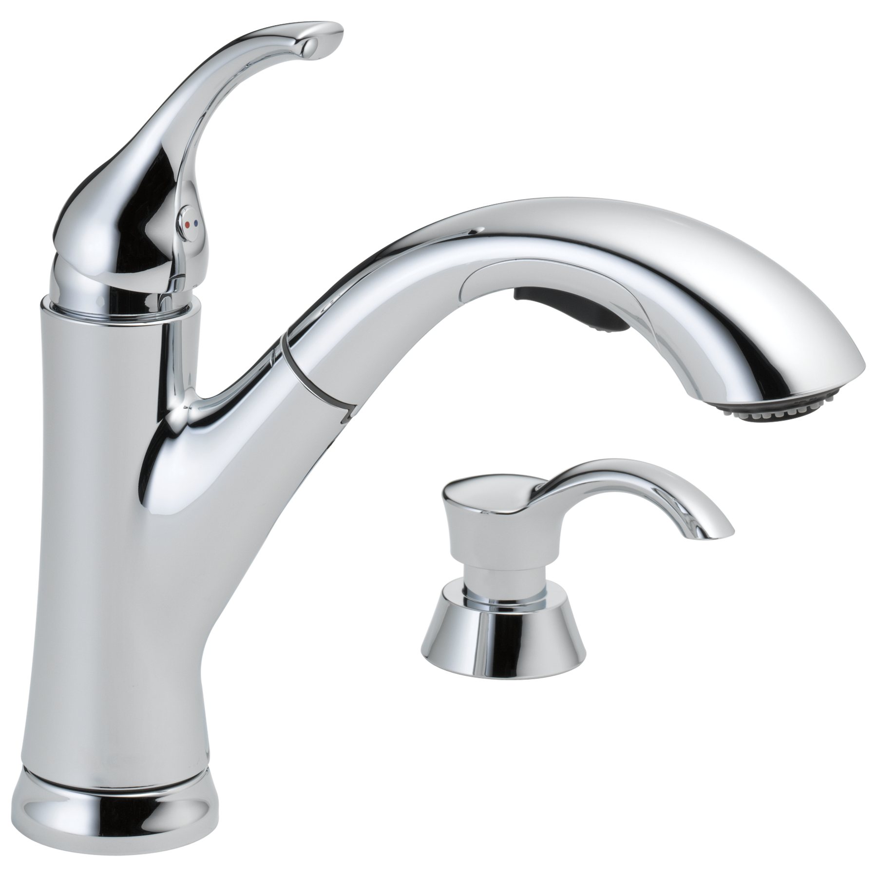 Single Handle Pull-Out Kitchen Faucet with Soap Dispenser