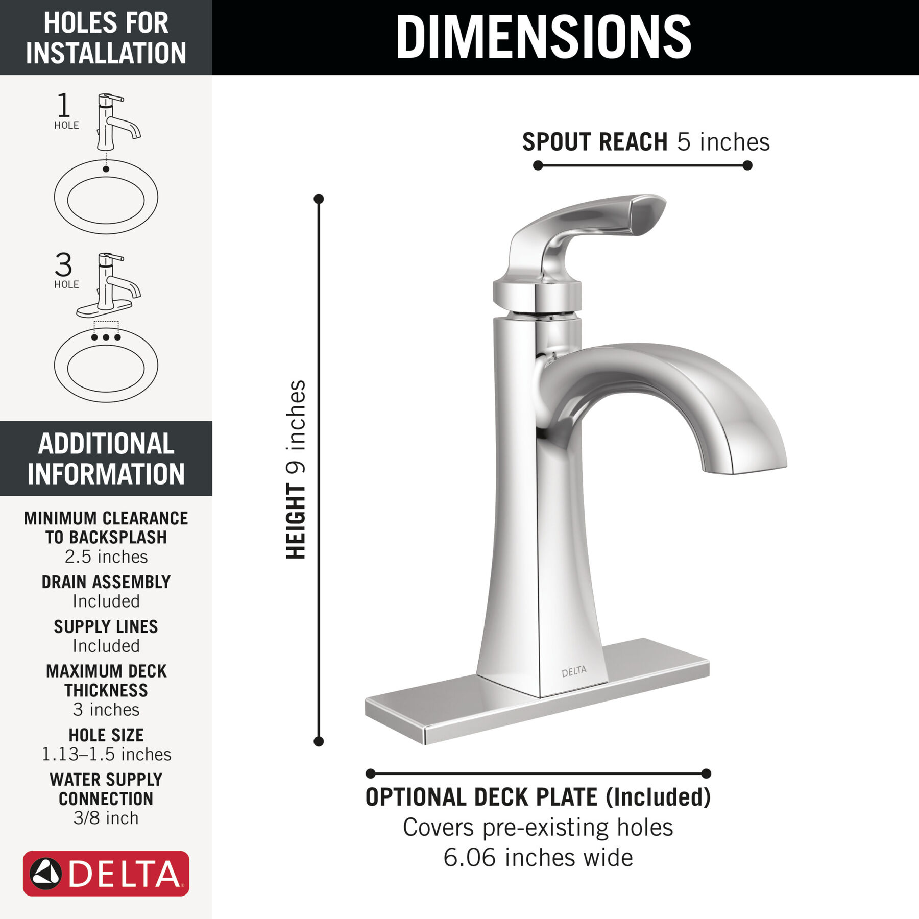 Single Handle Bathroom Faucet, image 1