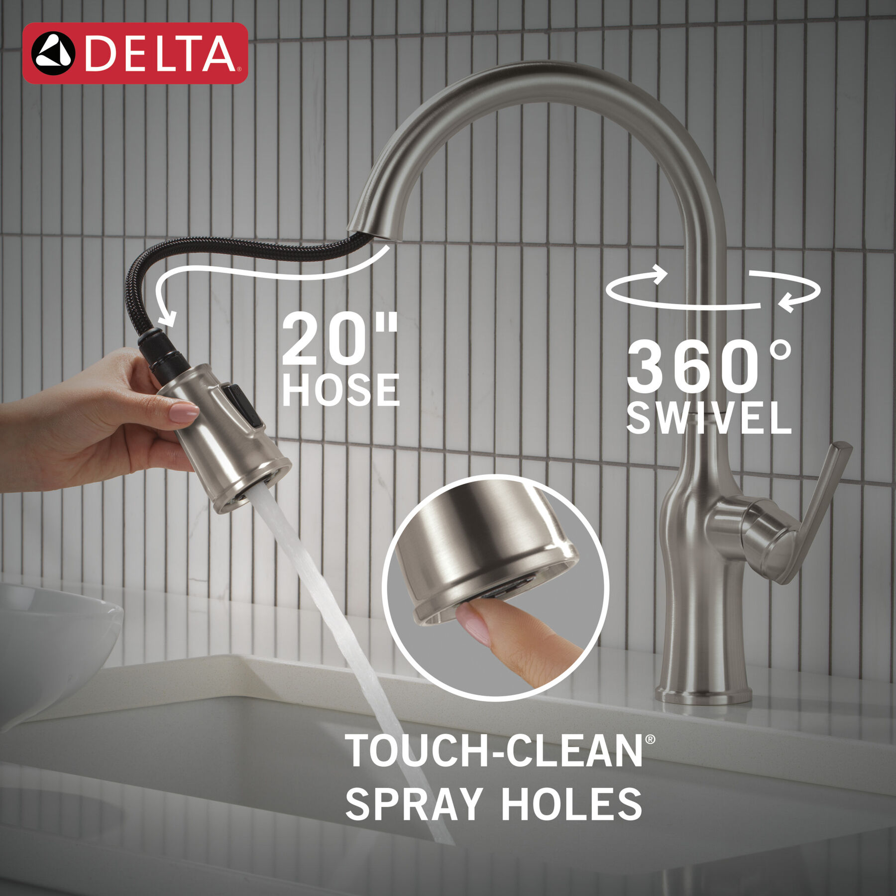 Single Handle Pull-Down Kitchen Faucet, image 6