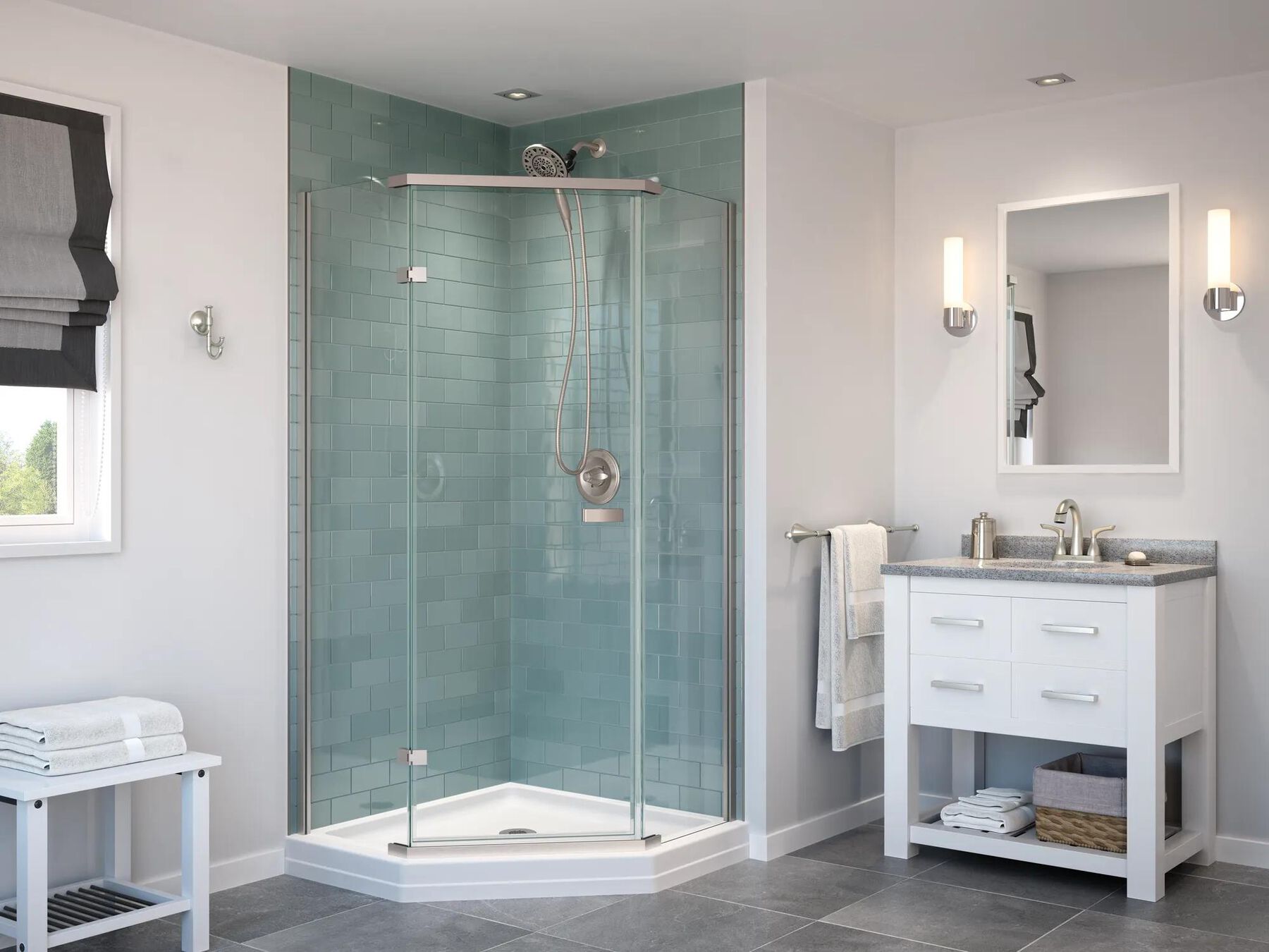 38" Frameless Neo Angle Shower Enclosure