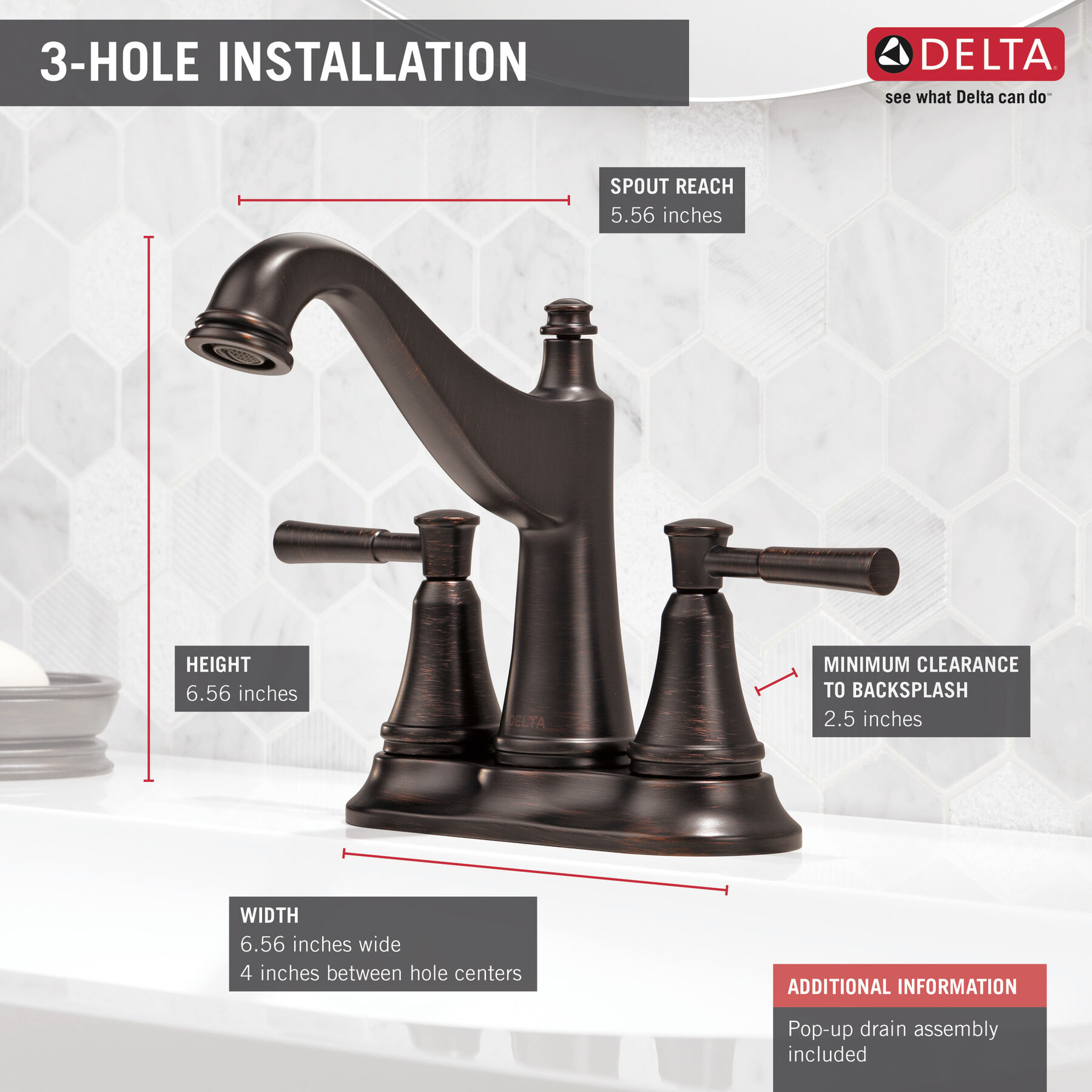 Two Handle Centerset Bathroom Faucet, image 1