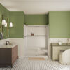 60x32 Alcove Shower Base with Tile Wall Bundle  - Right Seat Center Drain Curve