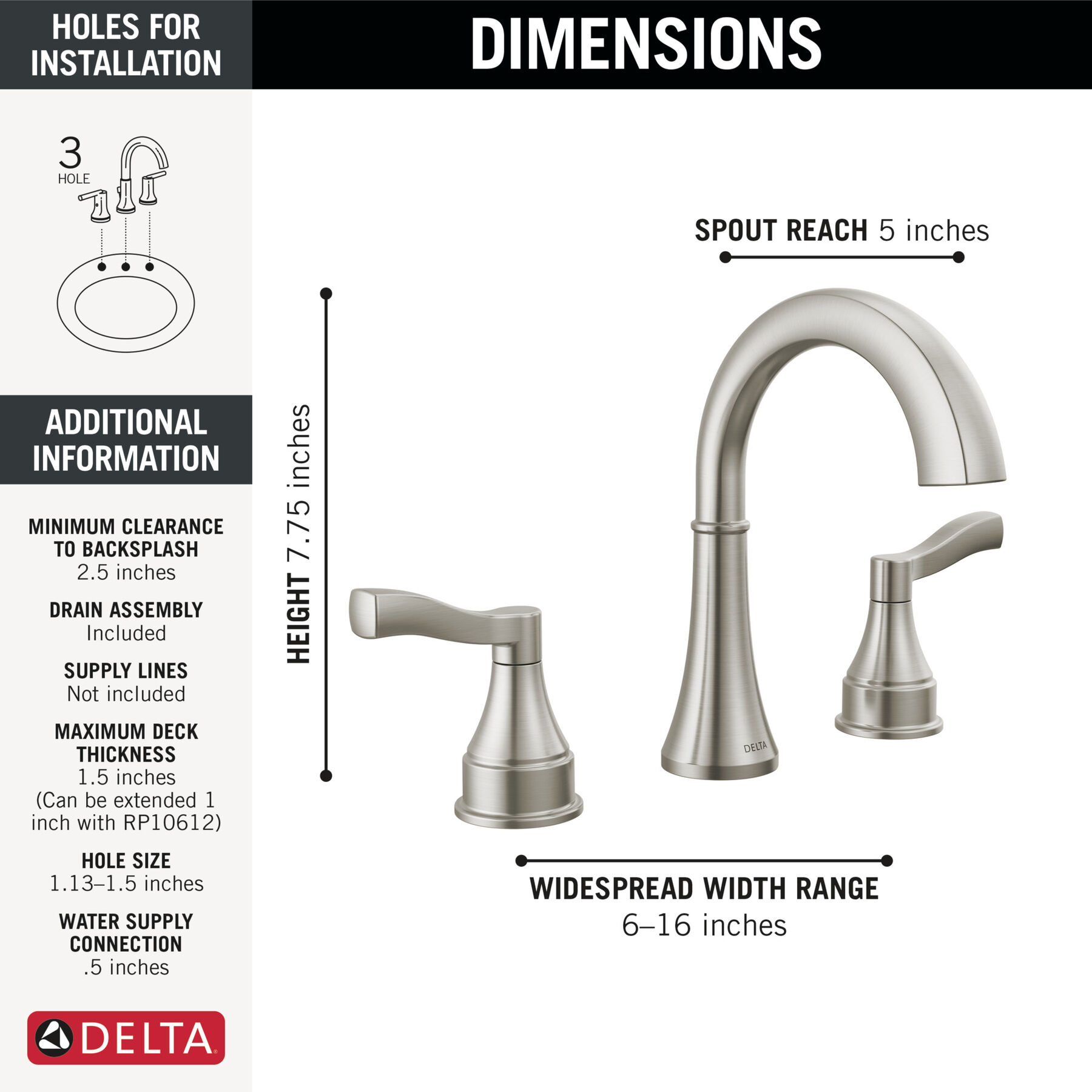 Two Handle Widespread Bathroom Faucet (Recertified), image 1