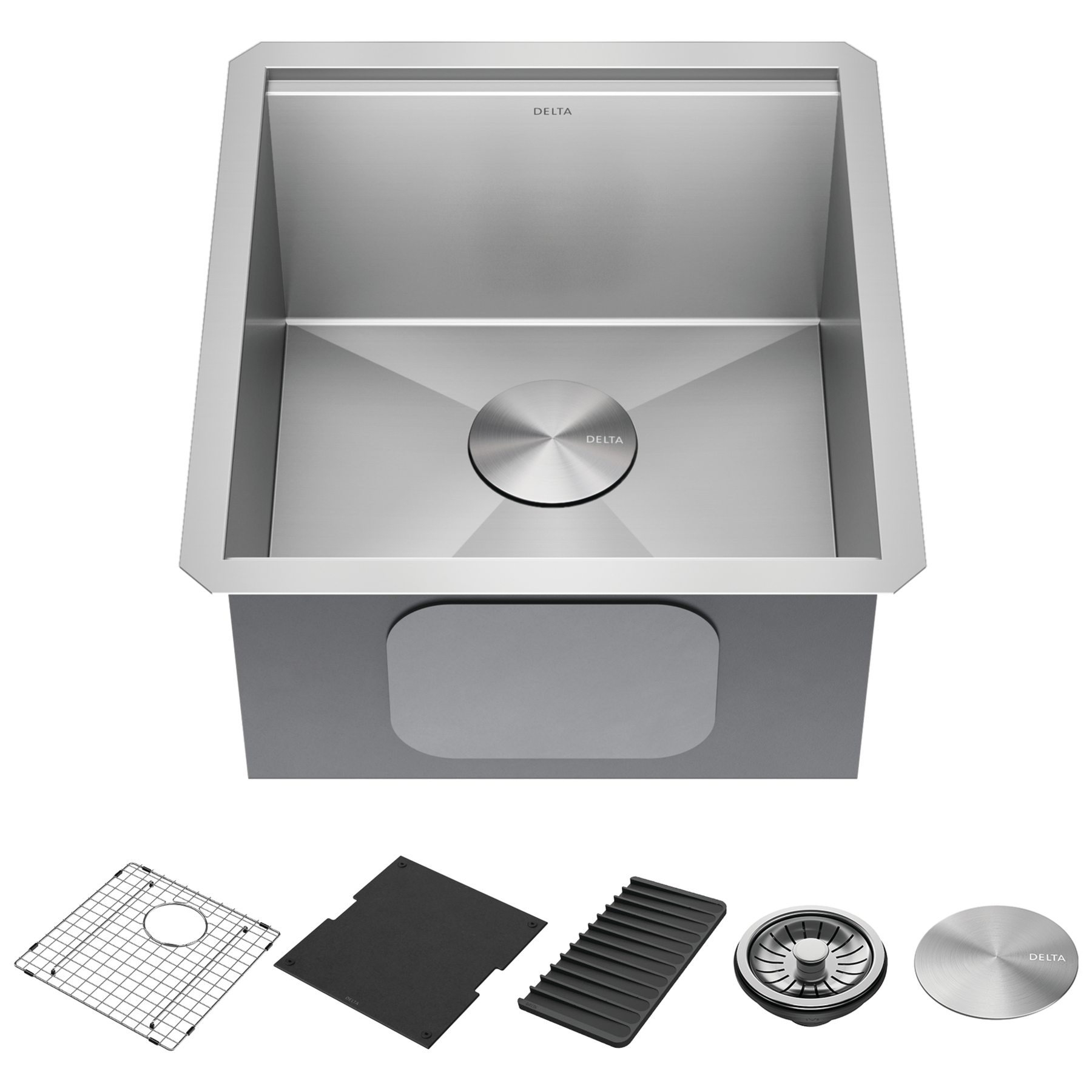 17” Workstation Undermount Single Bowl 16 Gauge Stainless Steel Bar Prep Kitchen Sink with WorkFlow™ Ledge and Accessories