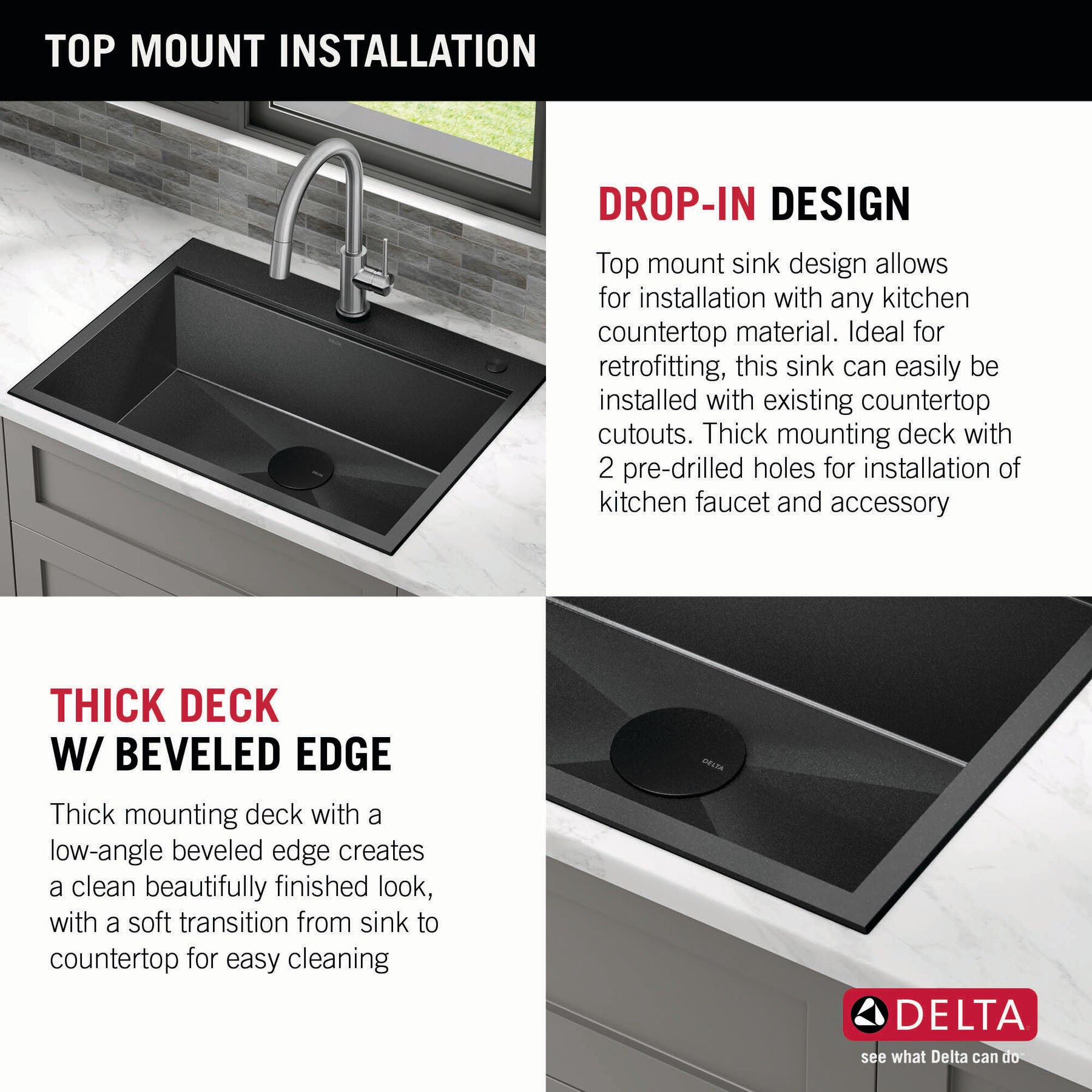 33” Drop-In Top Mount 16 Gauge Workstation Kitchen Sink Single Bowl with WorkFlow™ Ledge and Accessories, image 10