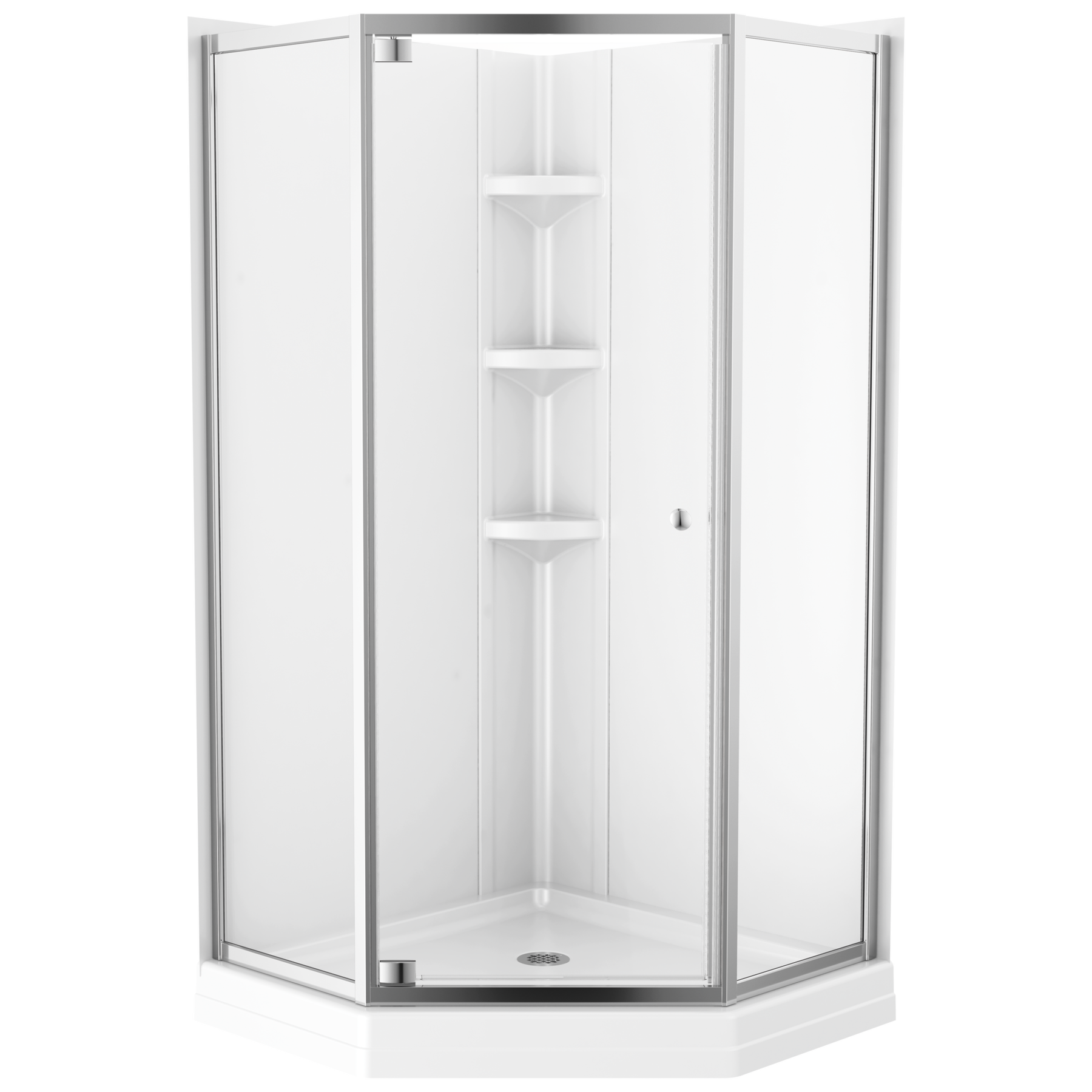 38x38 Corner Shower Bundle with Door - Framed Neo with Glue Up Wall Set