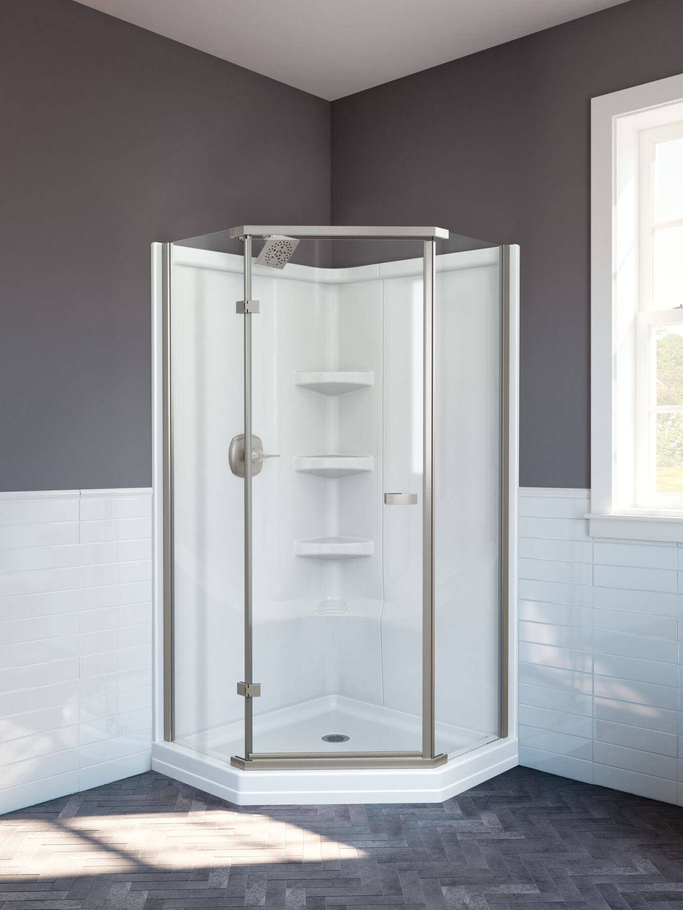 38" Frameless Neo Angle Shower Enclosure, image 10