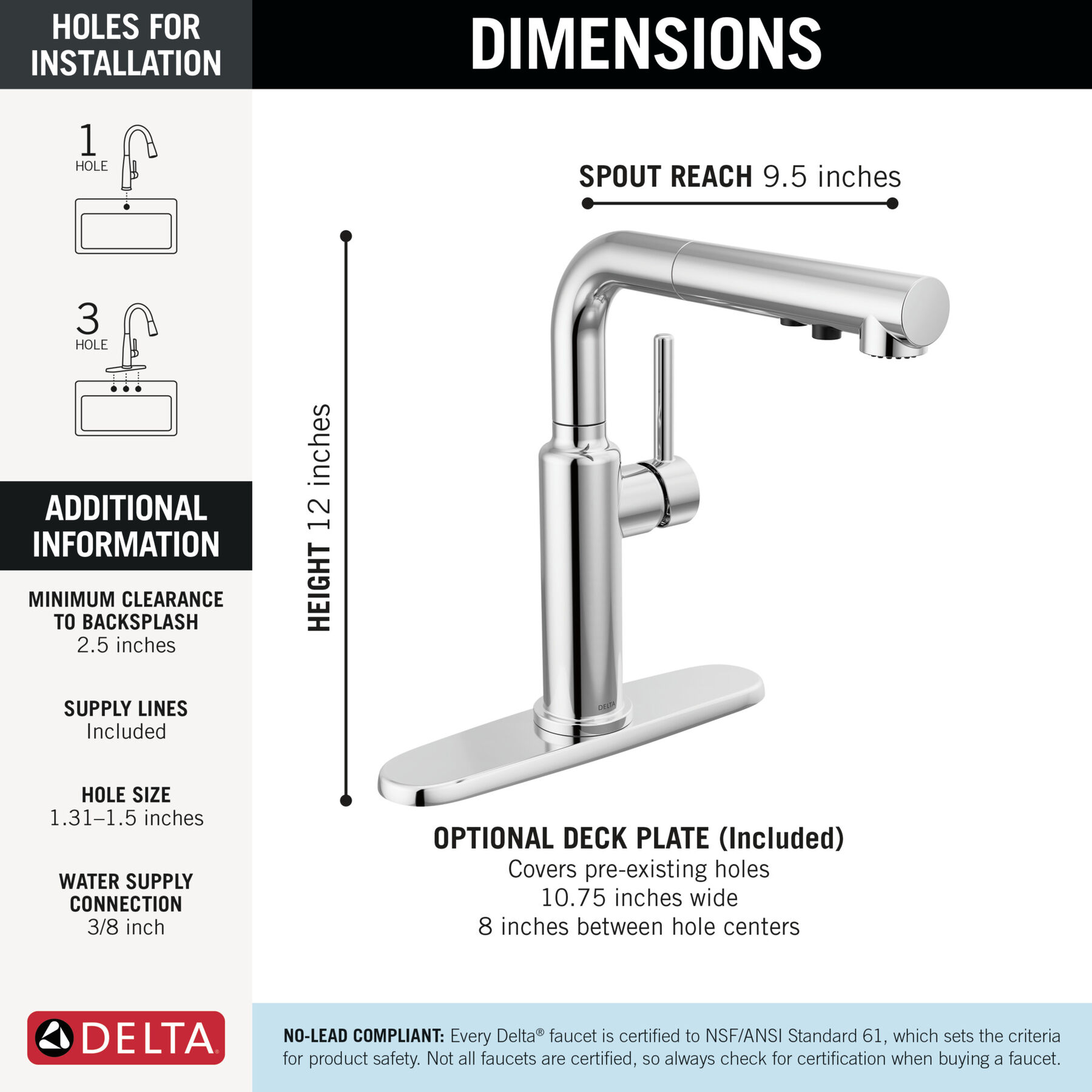 Single Handle Pull-Out Kitchen Faucet, image 3