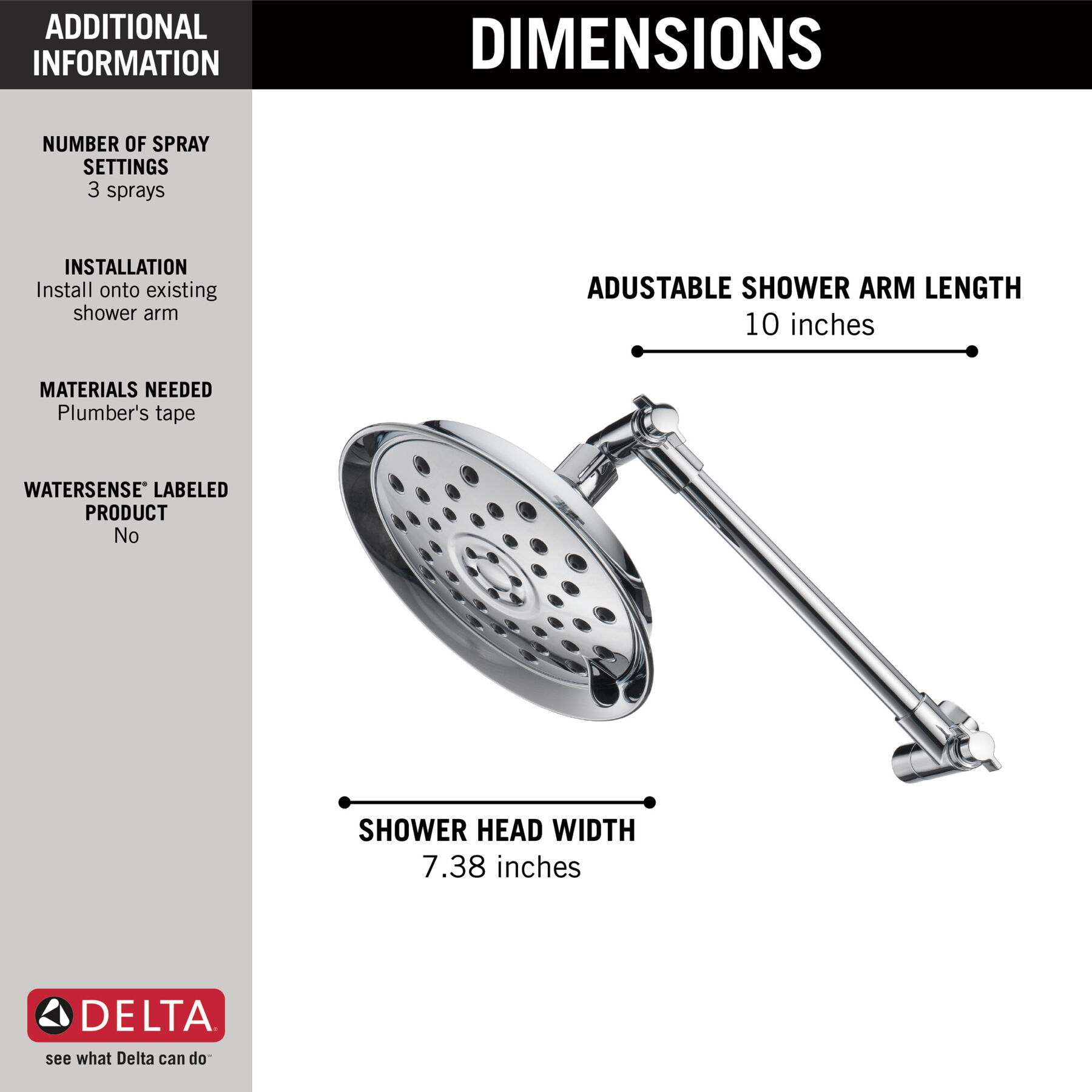 Shower Head with Adjustable Arm (Recertified), image 2