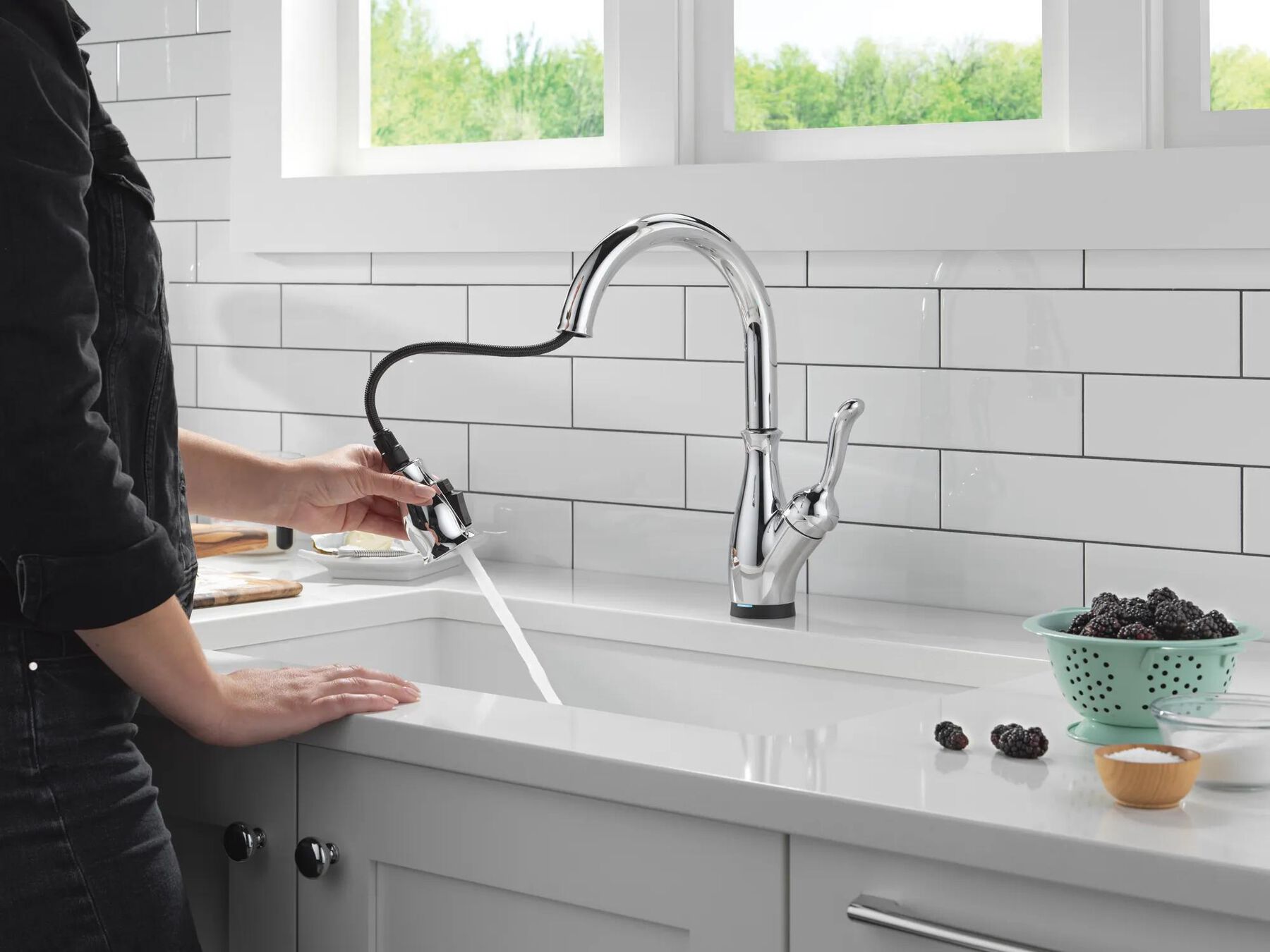 Touch2O with Touchless and VoiceIQ&reg; Technology Single Handle Pull-Down Kitchen Faucet with Soap Dispenser