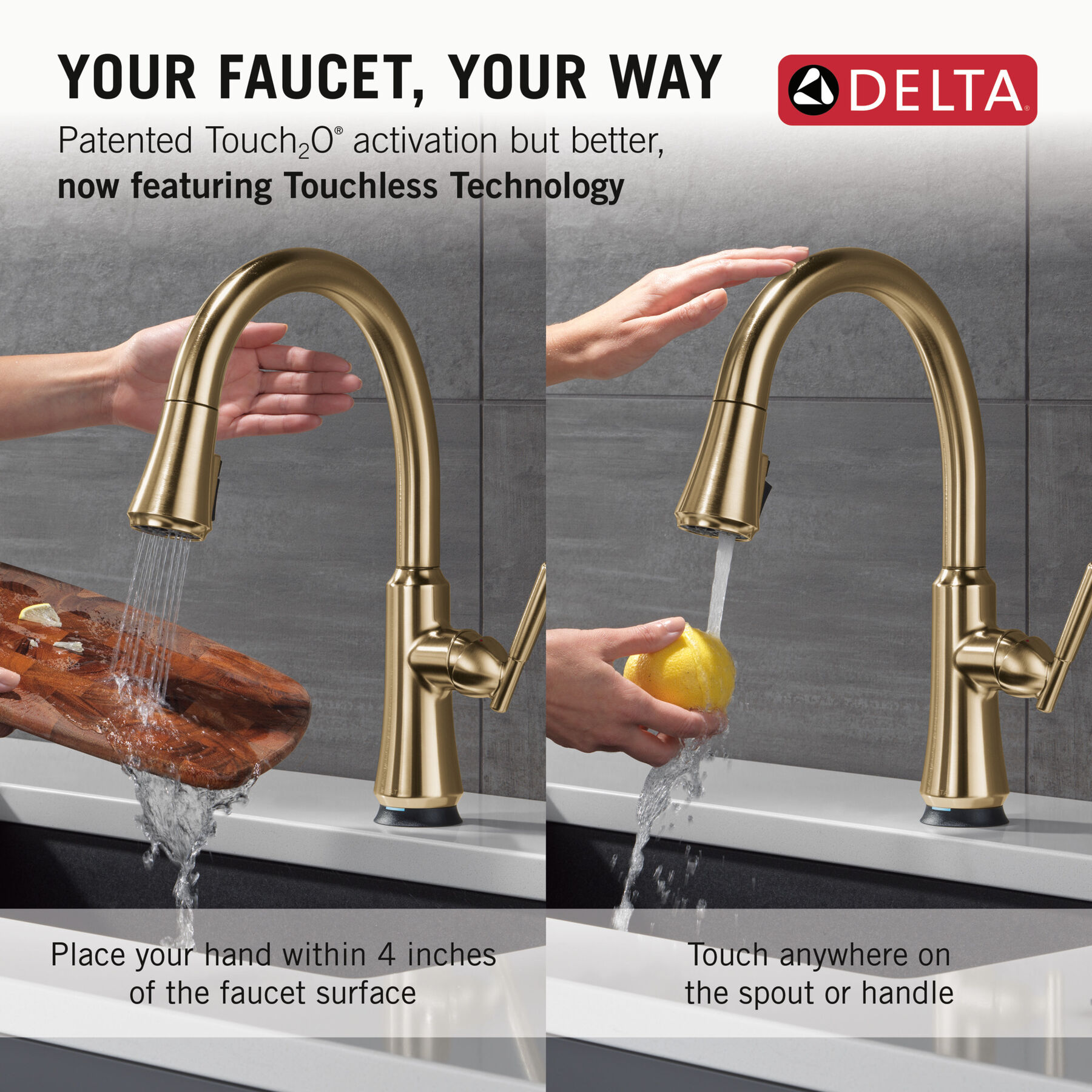 Touch<sub>2</sub>O&reg; Technology Kitchen Faucet with Touchless Technology