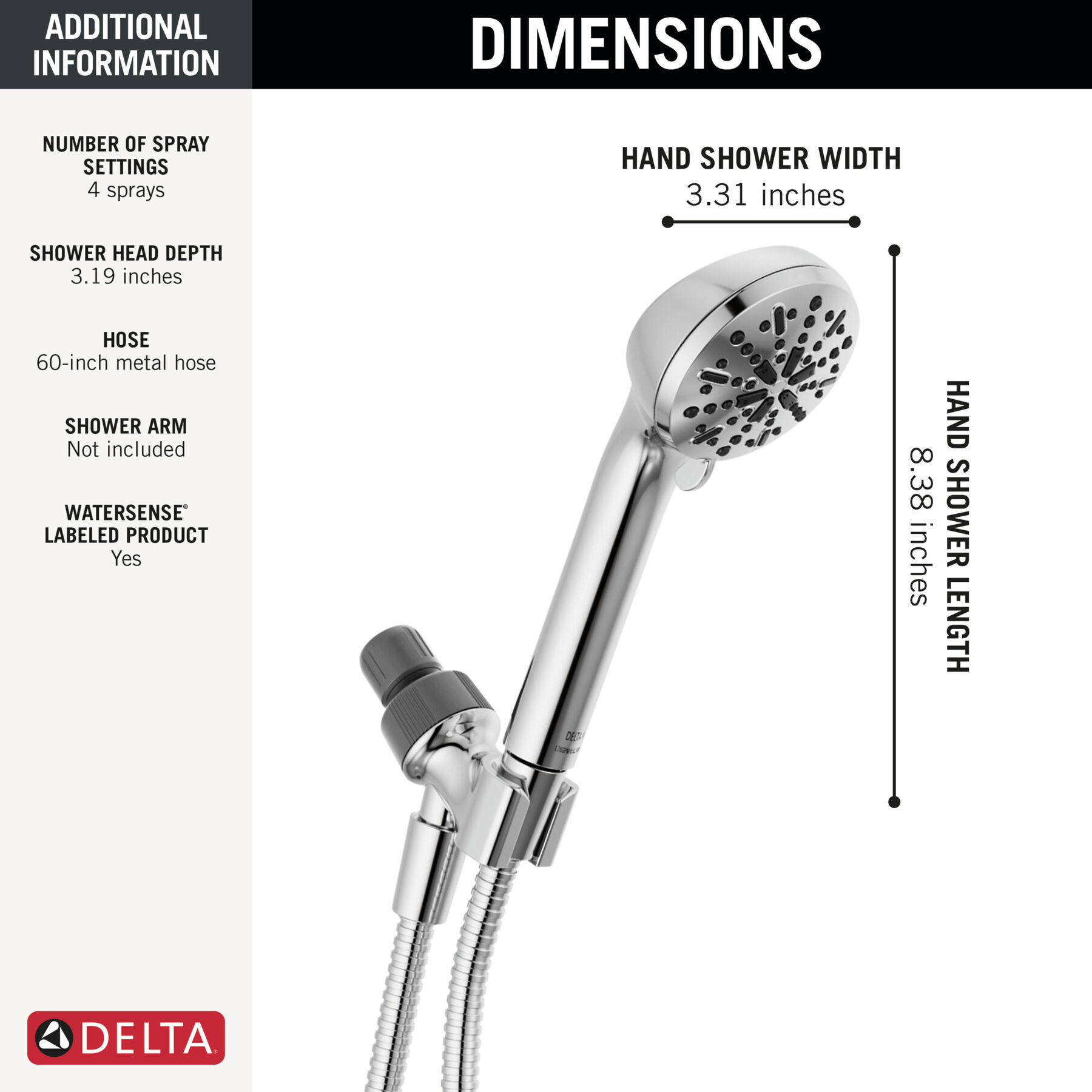 4-Setting Hand Shower, image 2