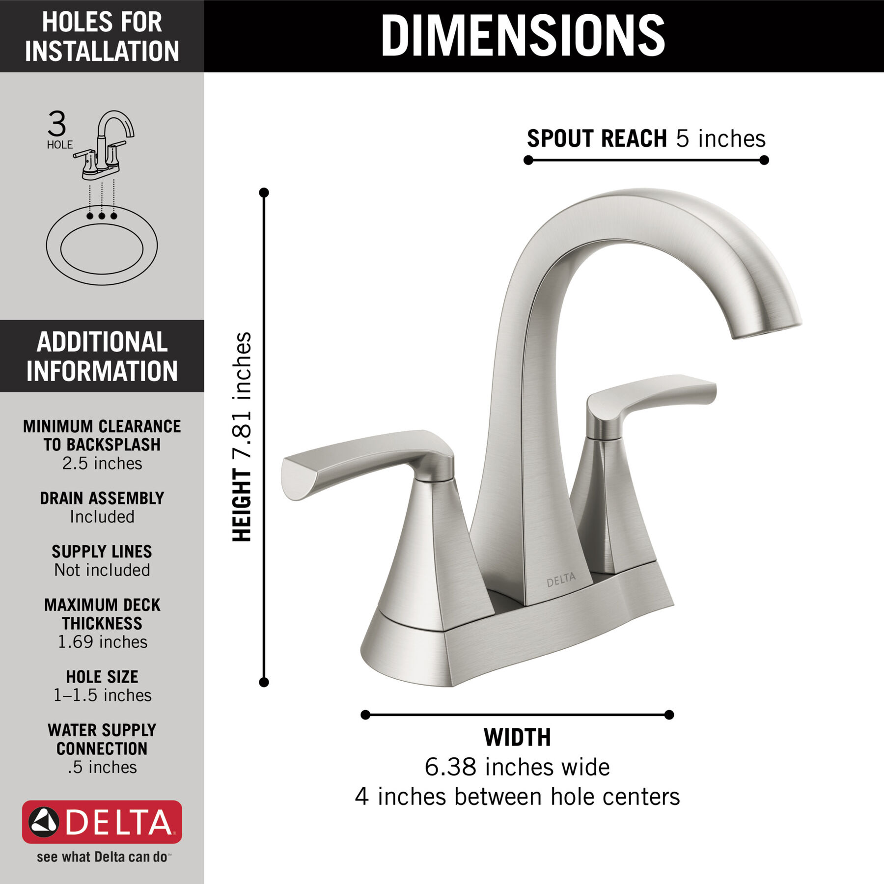 Two Handle Centerset Bathroom Faucet (Recertified), image 1