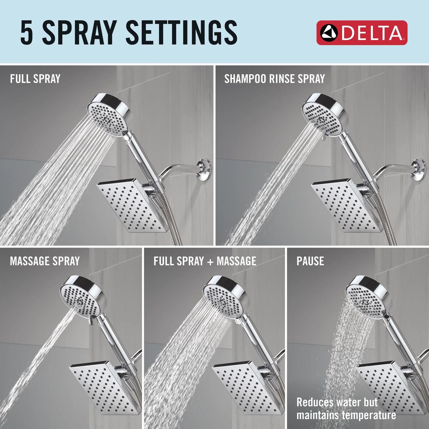 5-Setting Two-in-One Combination Shower