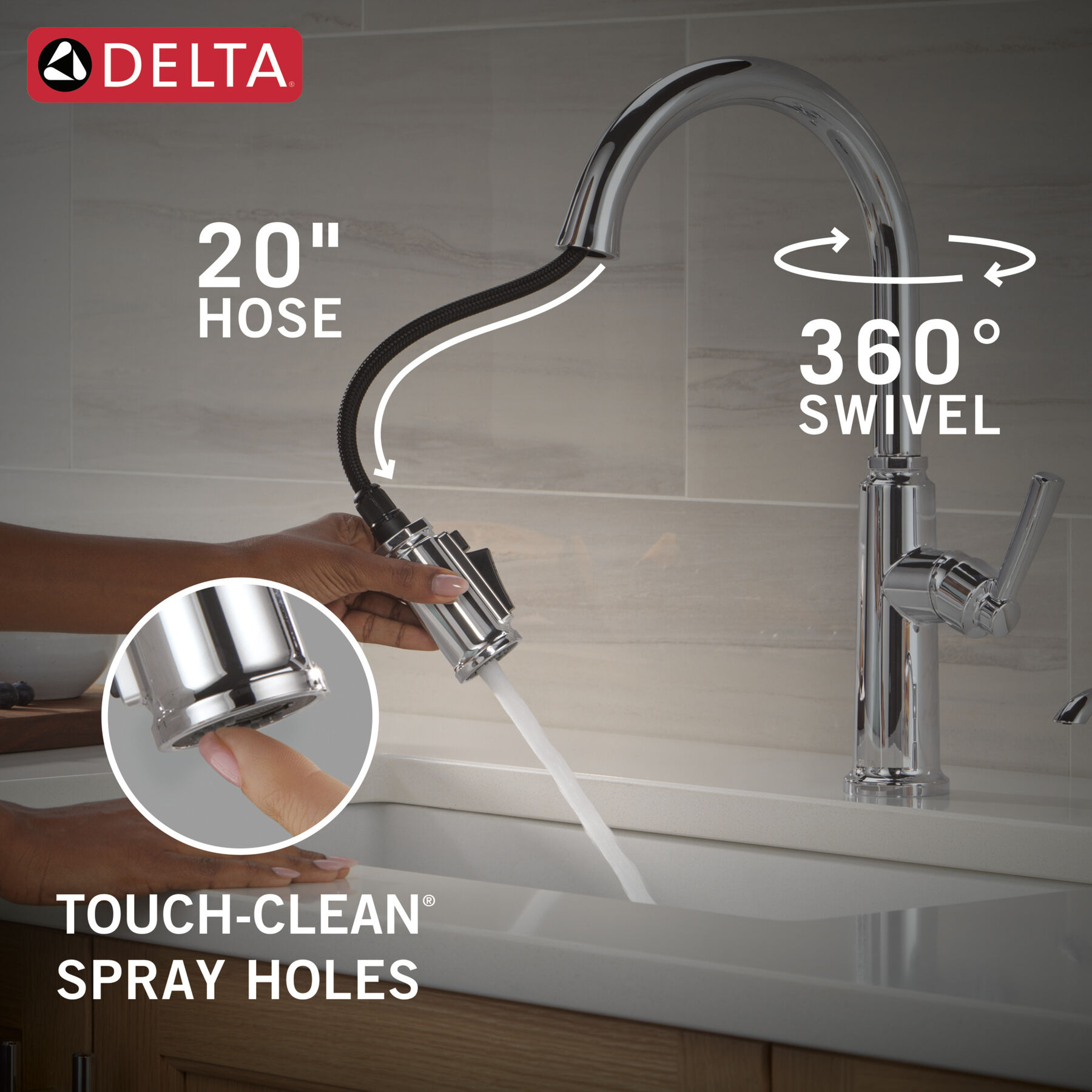 Single Handle Kitchen Pull-Down Faucet w/ Soap Dispenser