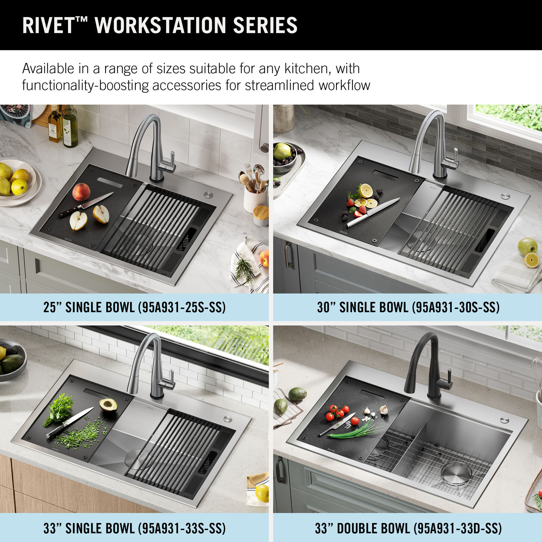 30” Workstation Kitchen Sink Drop-In Top Mount 16 Gauge Stainless Steel Single Bowl with WorkFlow™ Ledge and Accessories, image 4