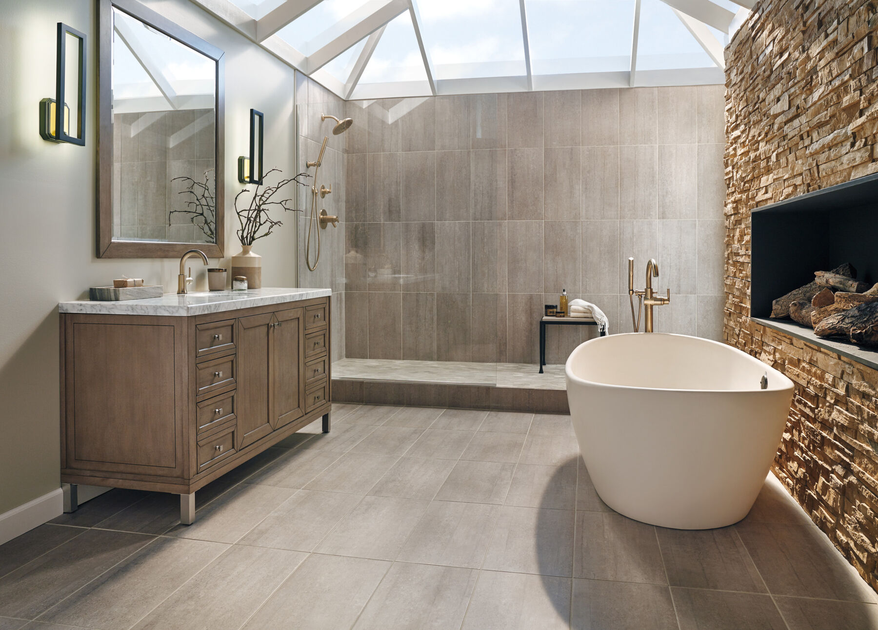 Contemporary Floor-Mount Tub Filler Trim (Recertified), image 1