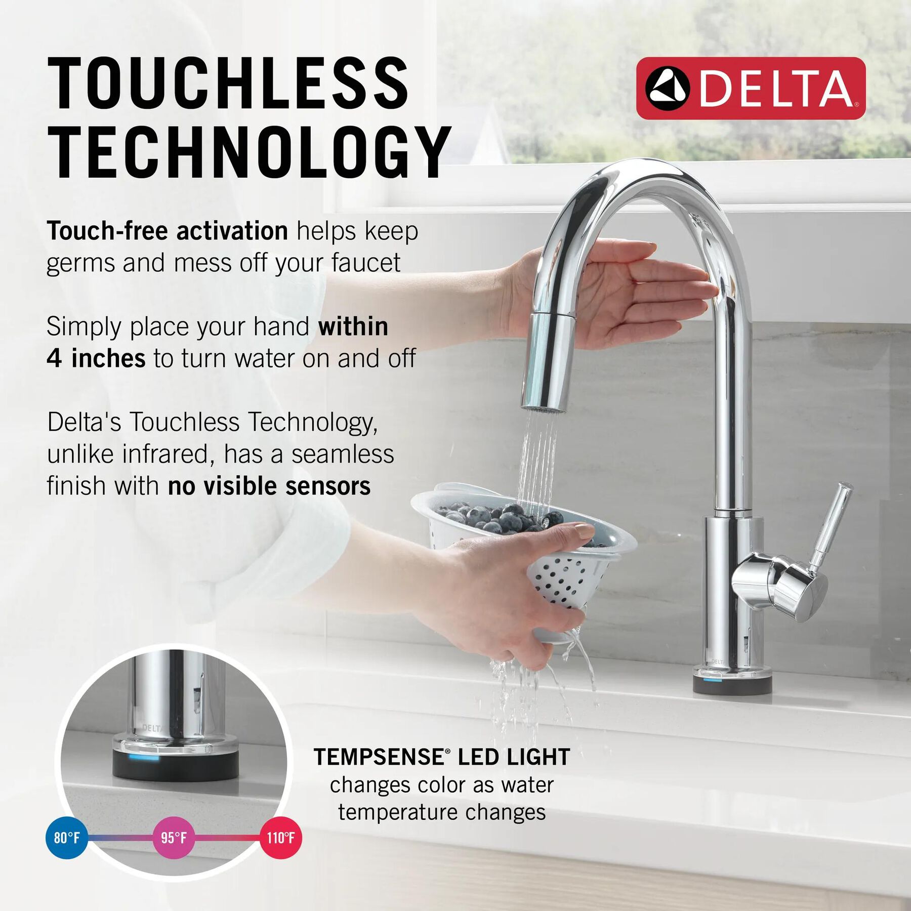 Single Handle Pull-Down Touch<sub>2</sub>O&reg; Technology Kitchen Faucet with Touchless Technology