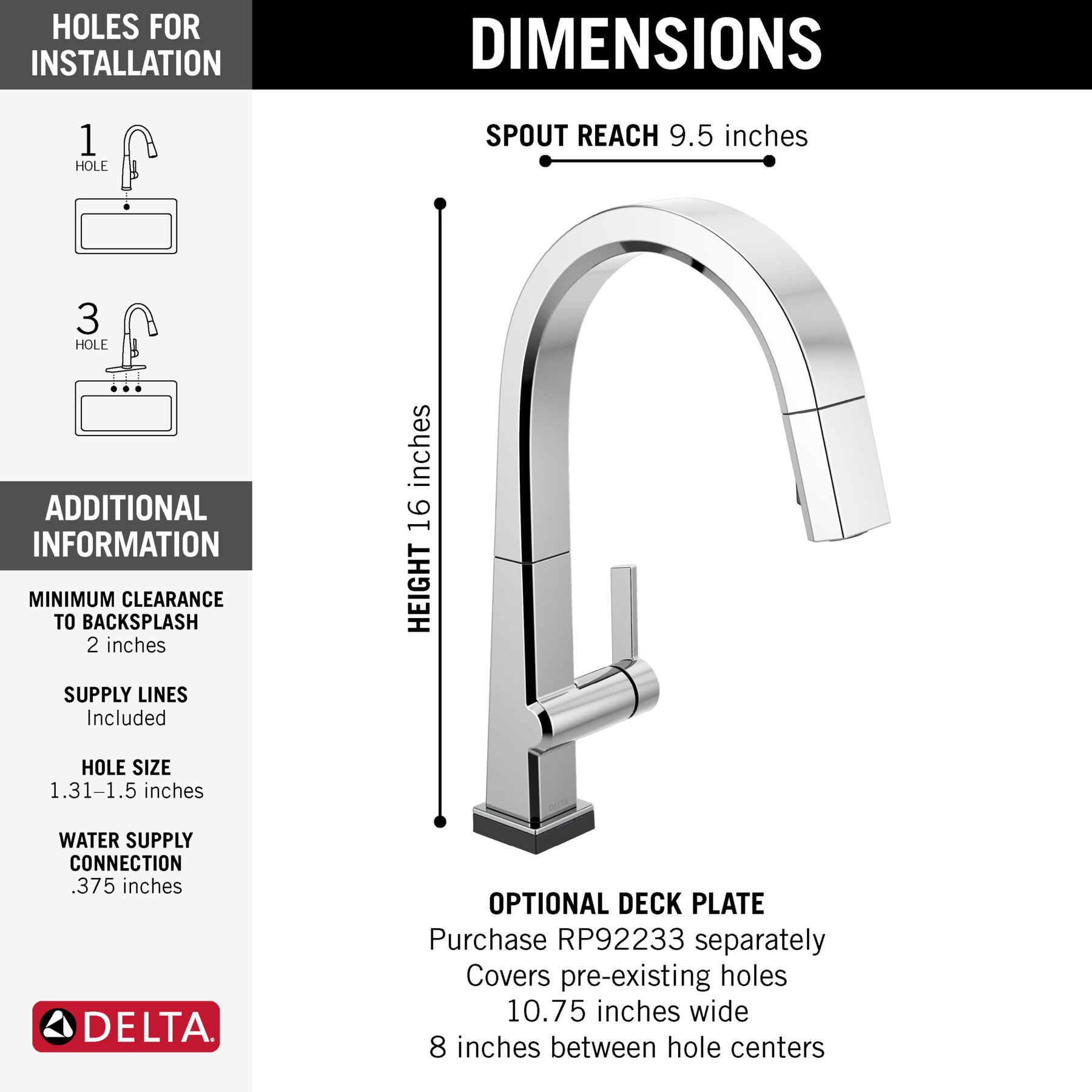 Single Handle Pull-Down Kitchen Faucet with Touch<sub>2</sub>O® Technology, image 1