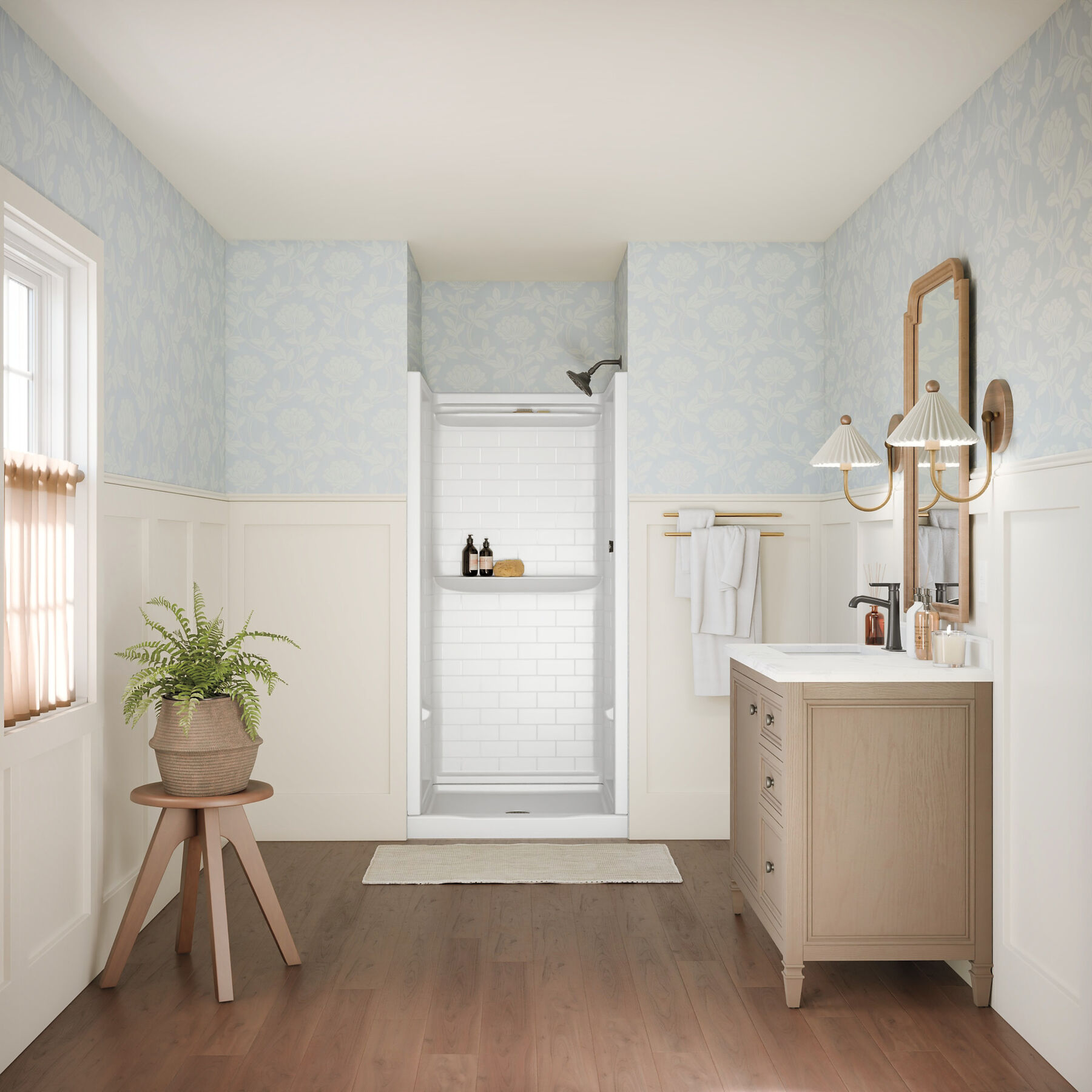 36x36 Alcove Shower Base with Tile Wall Bundle - Center Drain, image 2